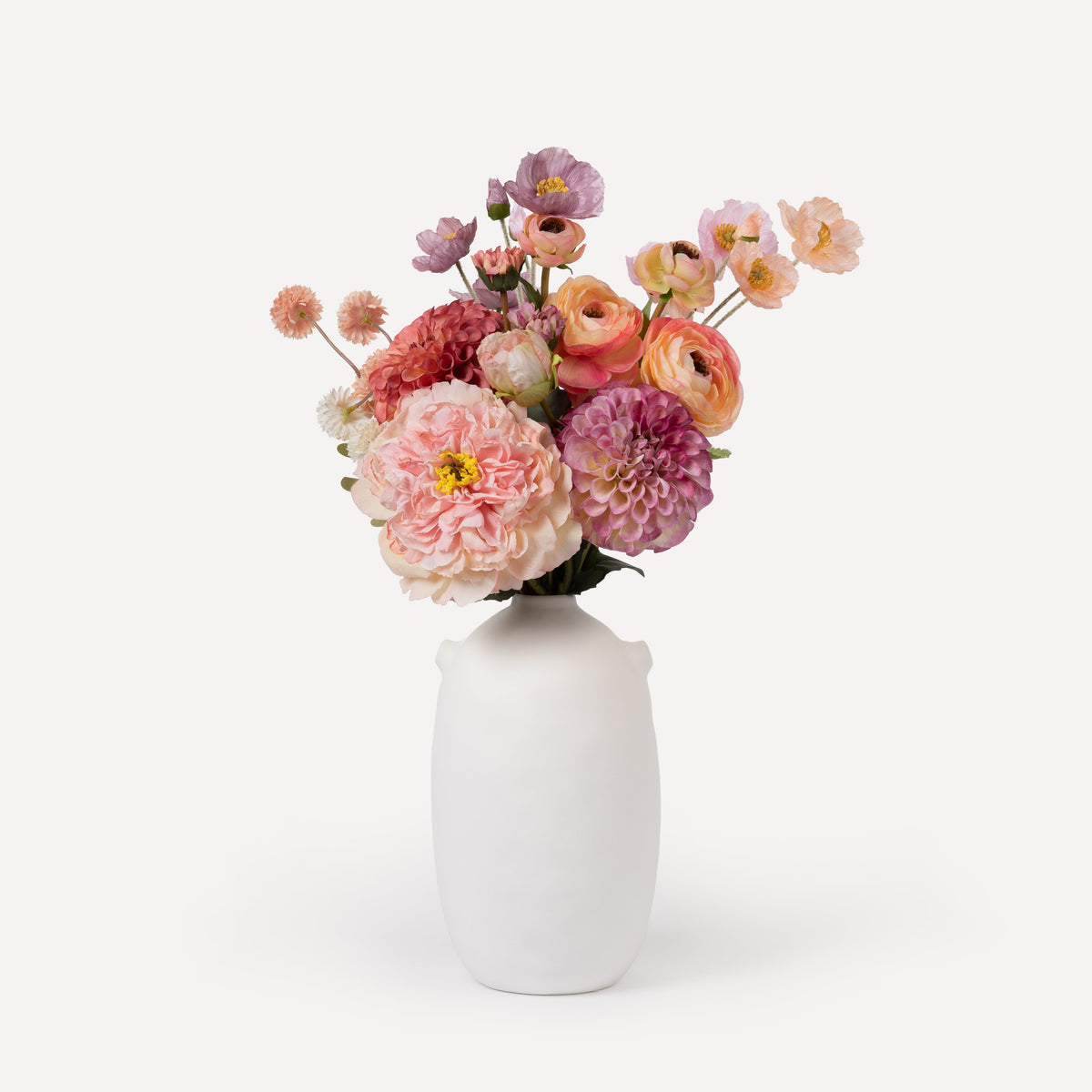 Peachy - Faux Flower Arrangement - Soft Pinks, Purples & Corals