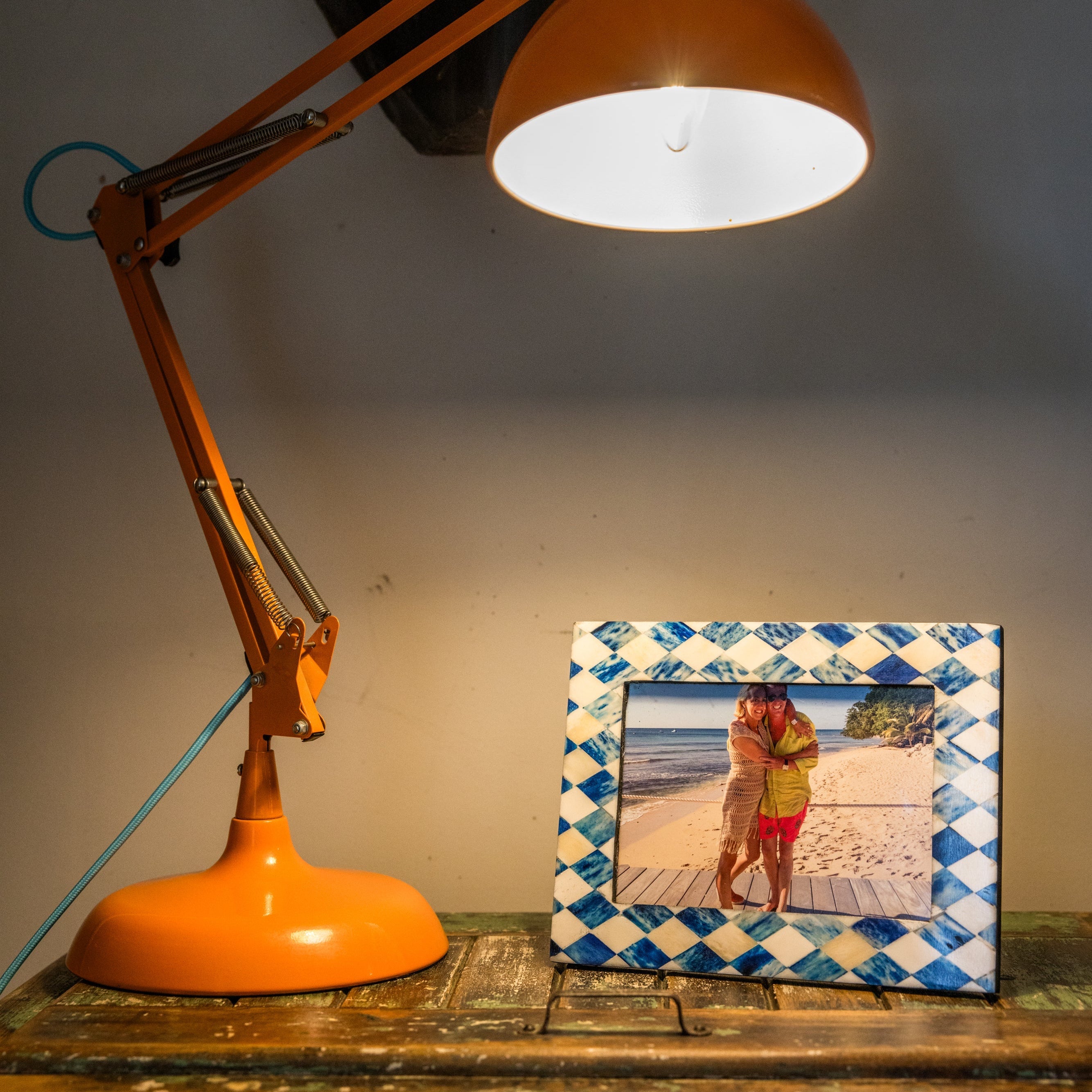 Small Photo frame | Navy Blue & White | Harlequin