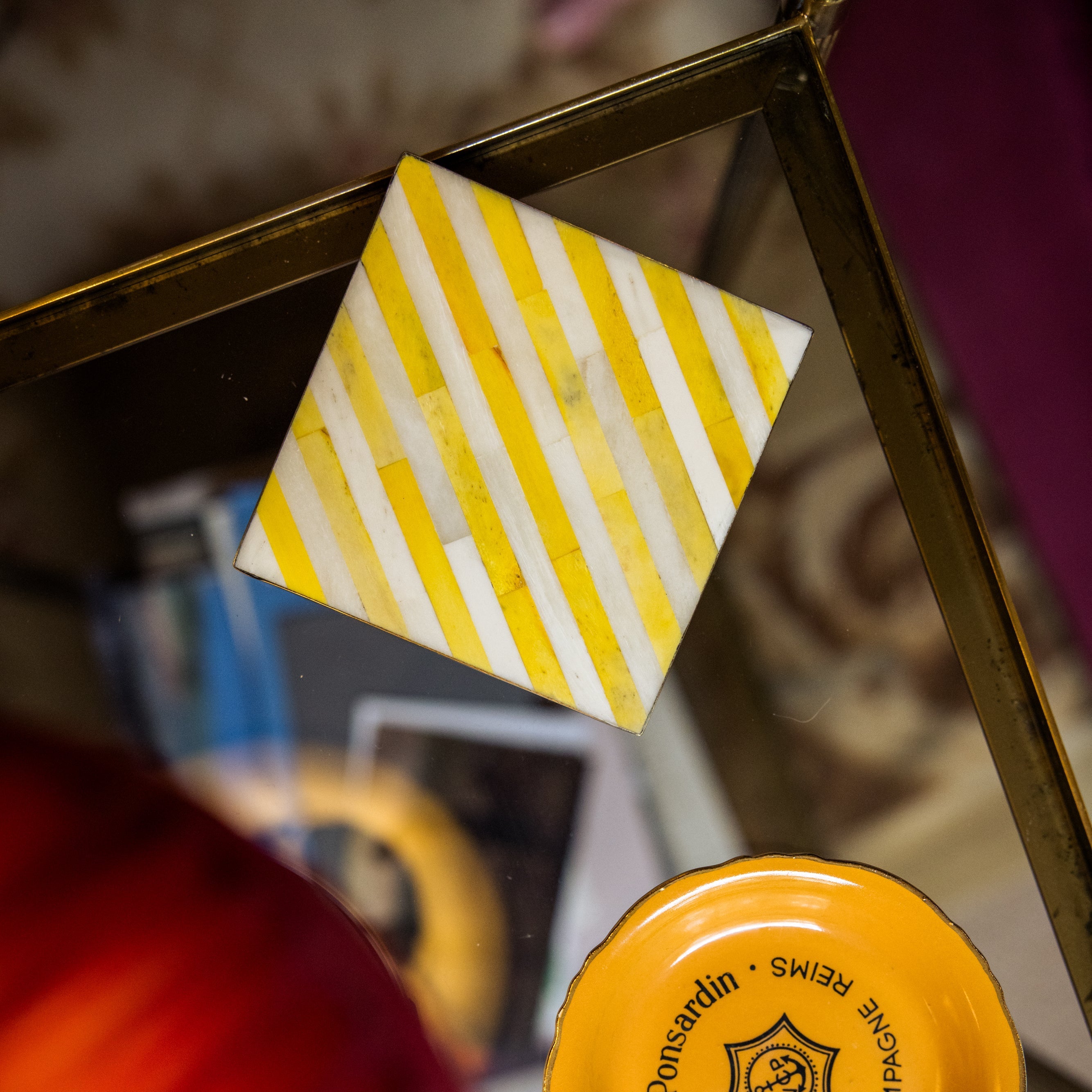 Set of Coasters | Inlay Striped | Multi Coloured
