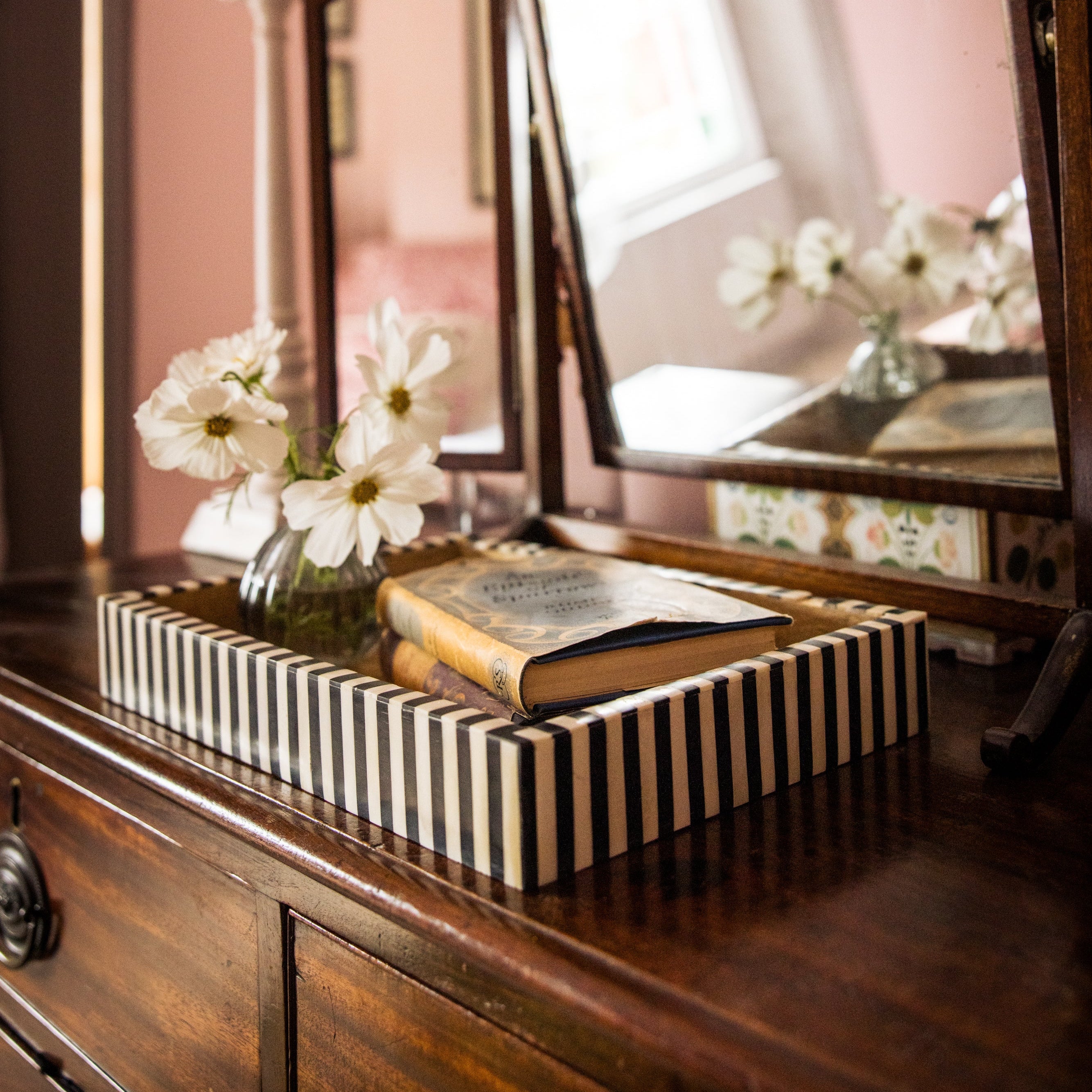 Rectangular Inlay Tray | Small | Black | Striped