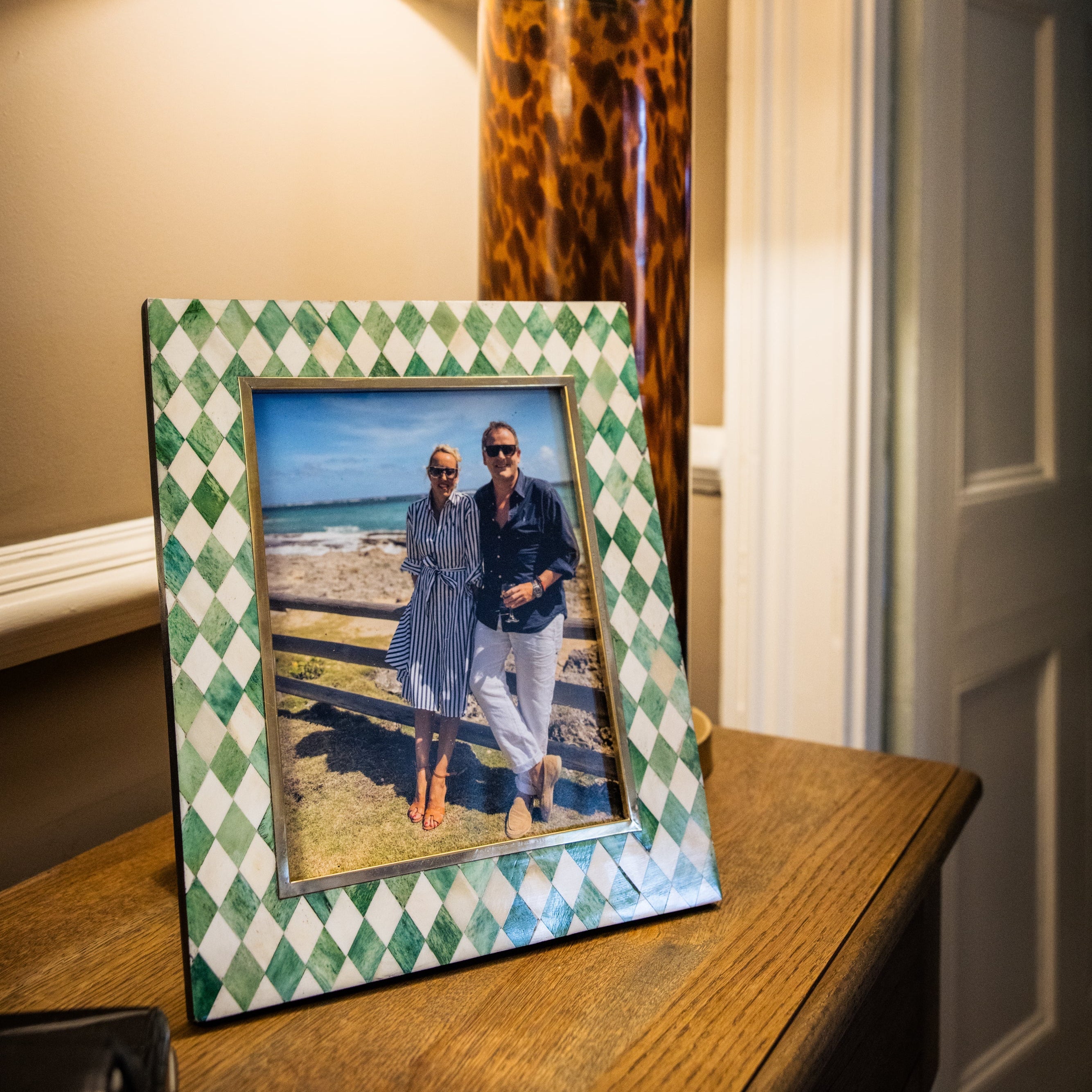 Large Photo frame | Forest Green & White | Harlequin