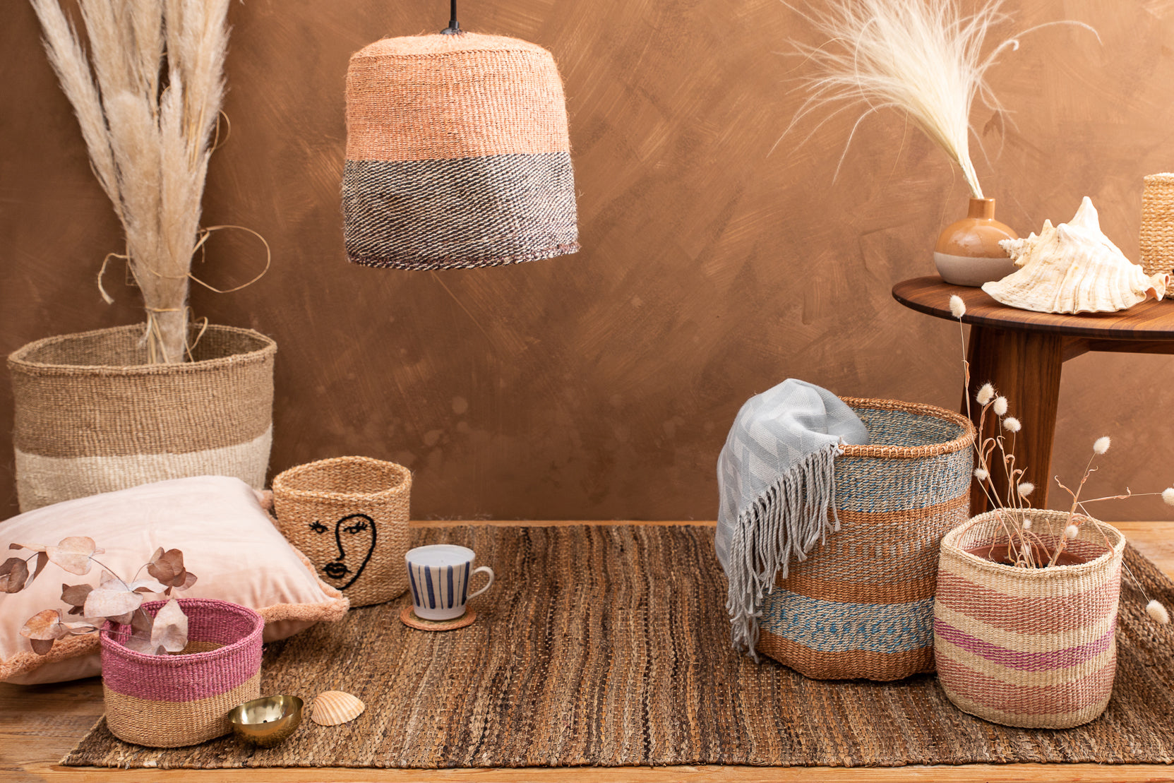 DAKIKA: Dusky Pink, Black & White Pendant Shade
