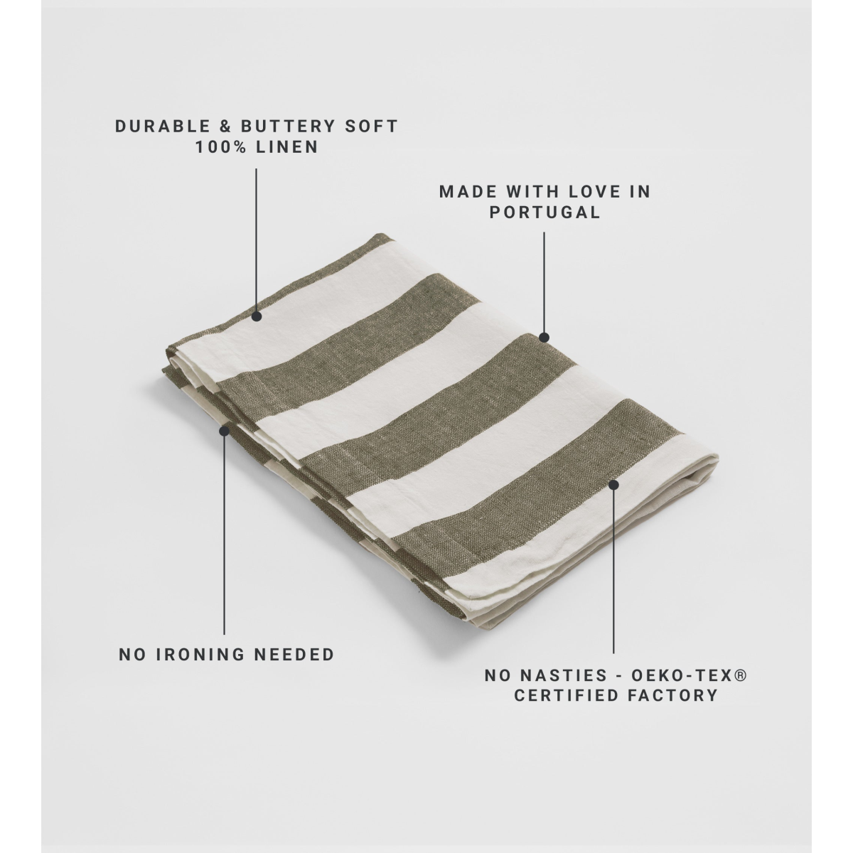 Dark Olive Cora 100% Linen Table Runner