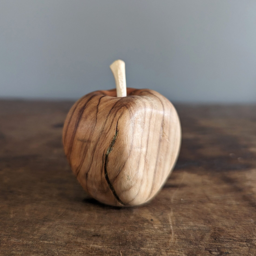 Olive Wood Apple Sculpture