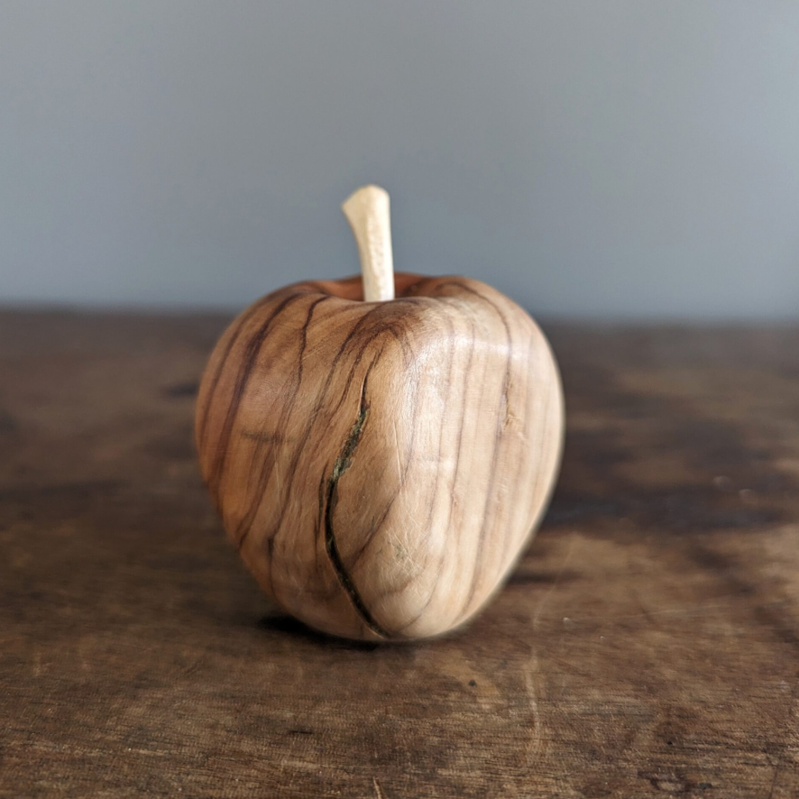 Olive Wood Apple Sculpture