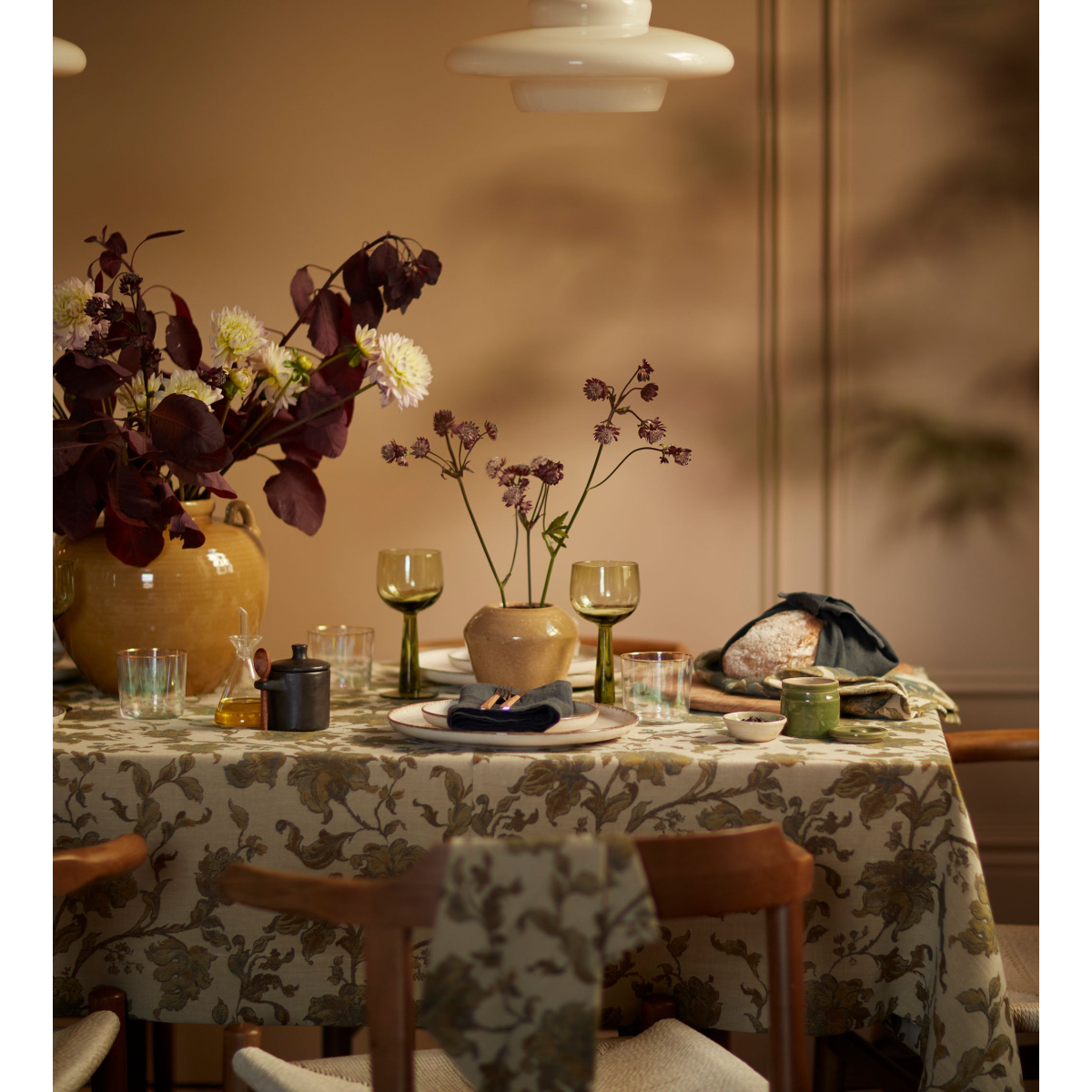 Rosie Floral Jacquard 100% Cotton Tablecloth