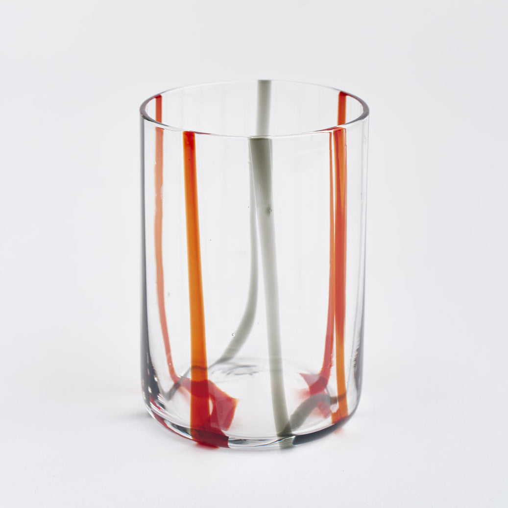 Red and Grey Striped Glasses (set of 6)