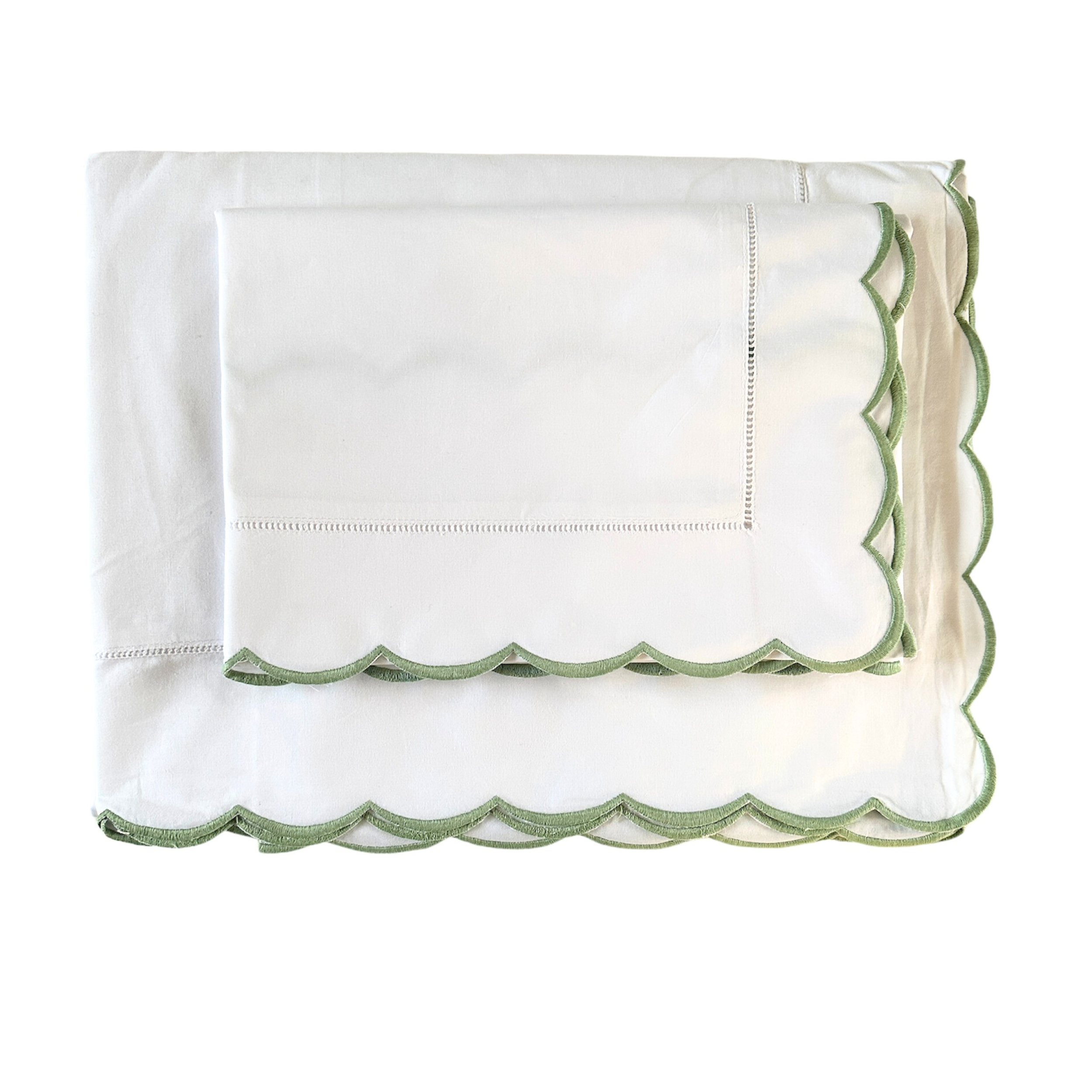 Sage Green Scallop Duvet Cover
