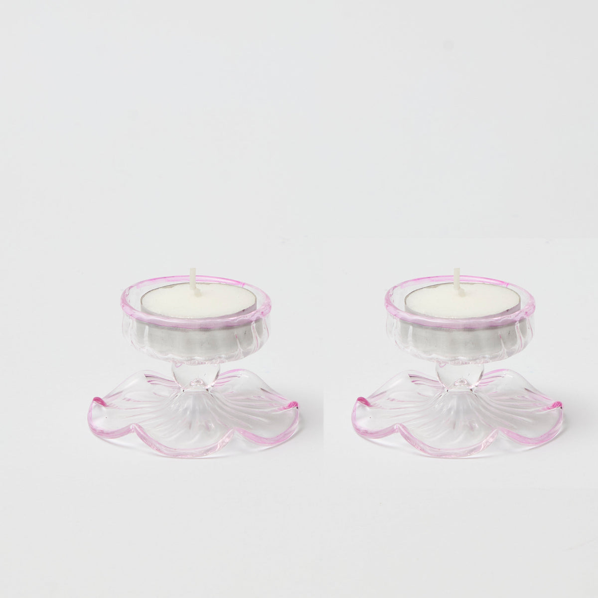 Pink Rimmed Tealight Holders (Set of 2)