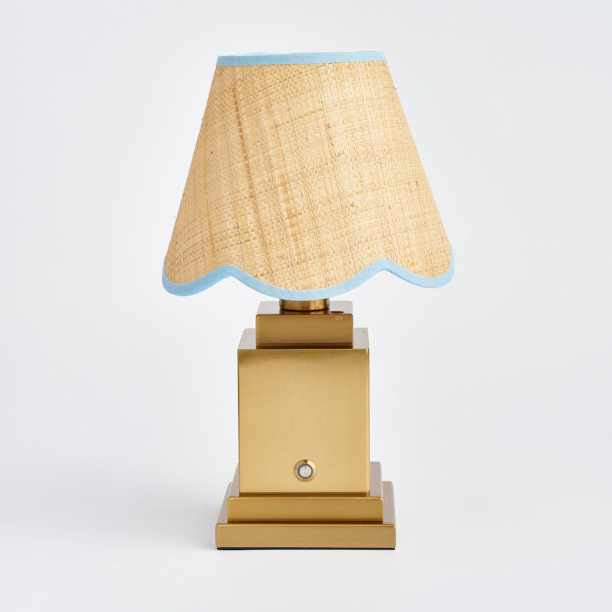Stephanie Table Lamp with Blue Raffia Lampshade