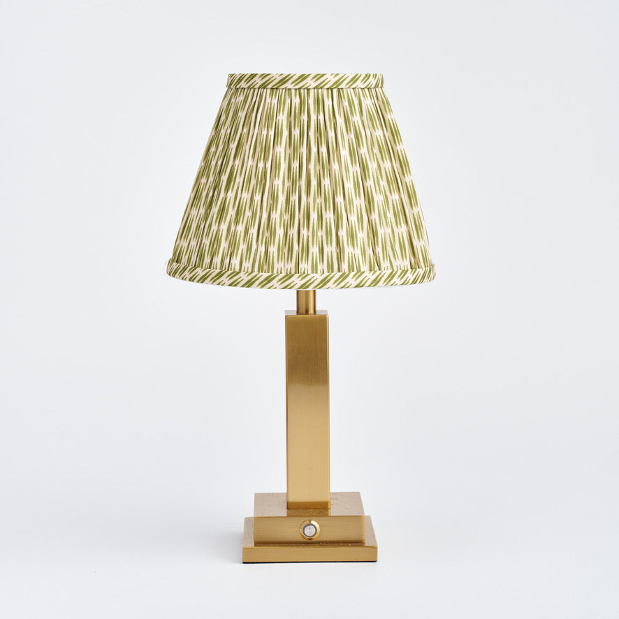Allegra Rechargeable Table Lamp with Green Patola Lampshade