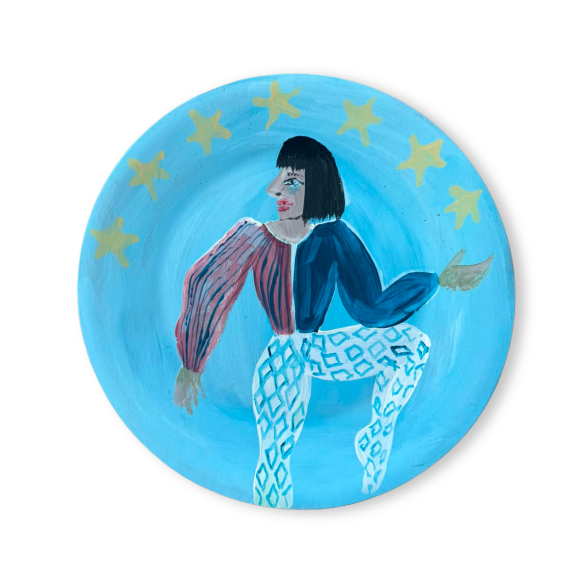 The Damzel Handpainted Decorative Plate by Morgana Burke | Sample Sale
