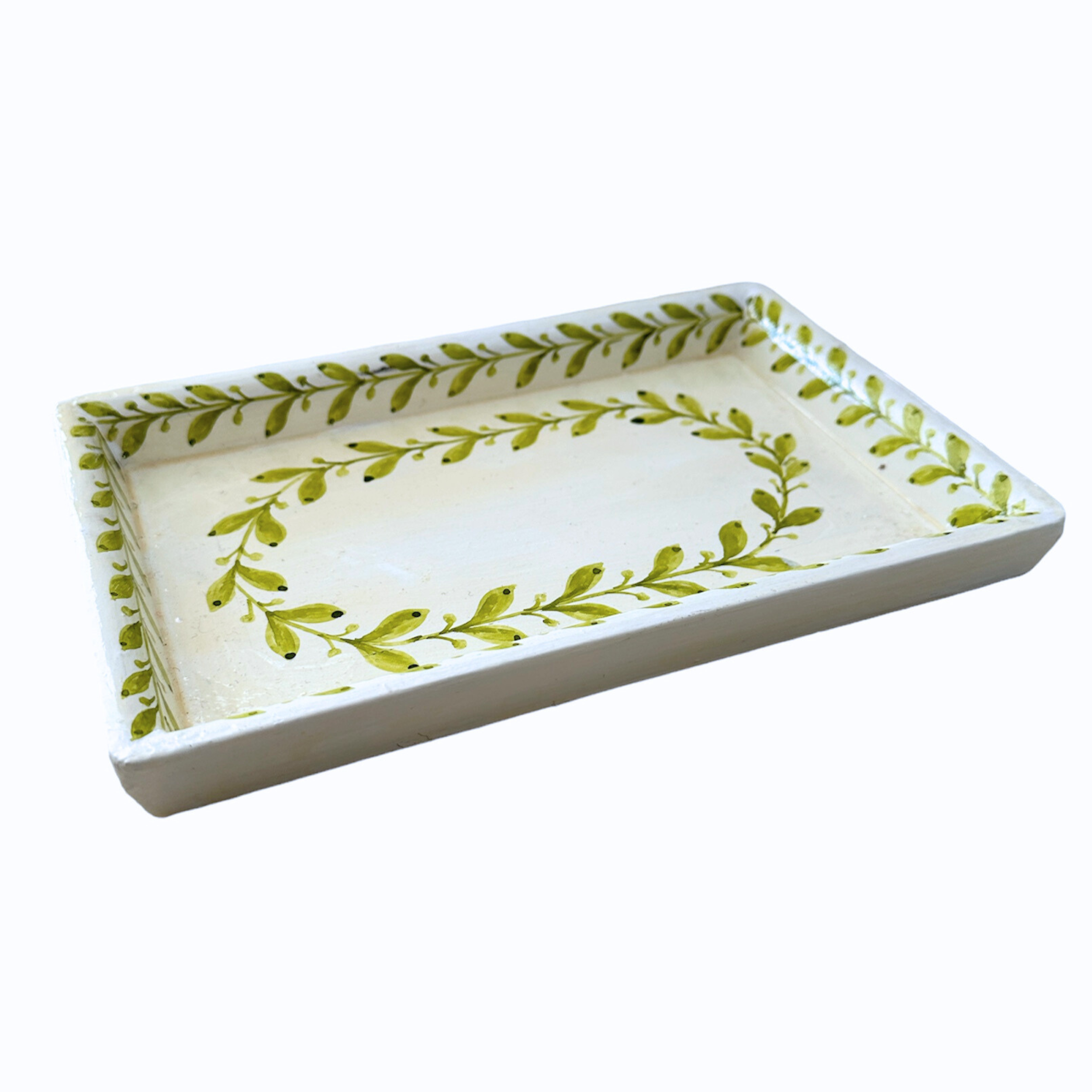 Green Painted Tray