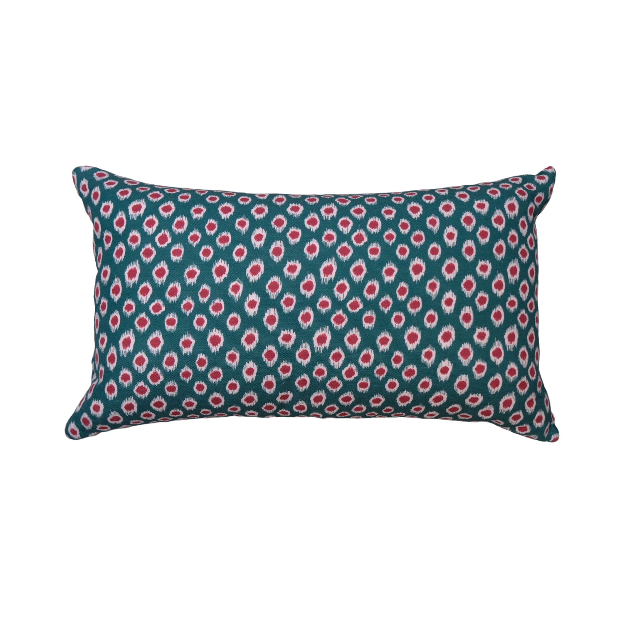 Polka Dot Lumbar Cushion | Teal & Red