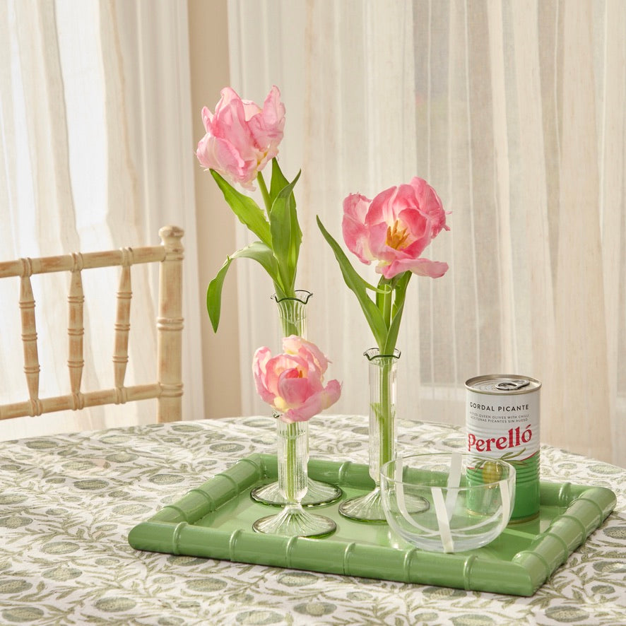 Green Fluted Single Stem Bud Vases (Set of 3)