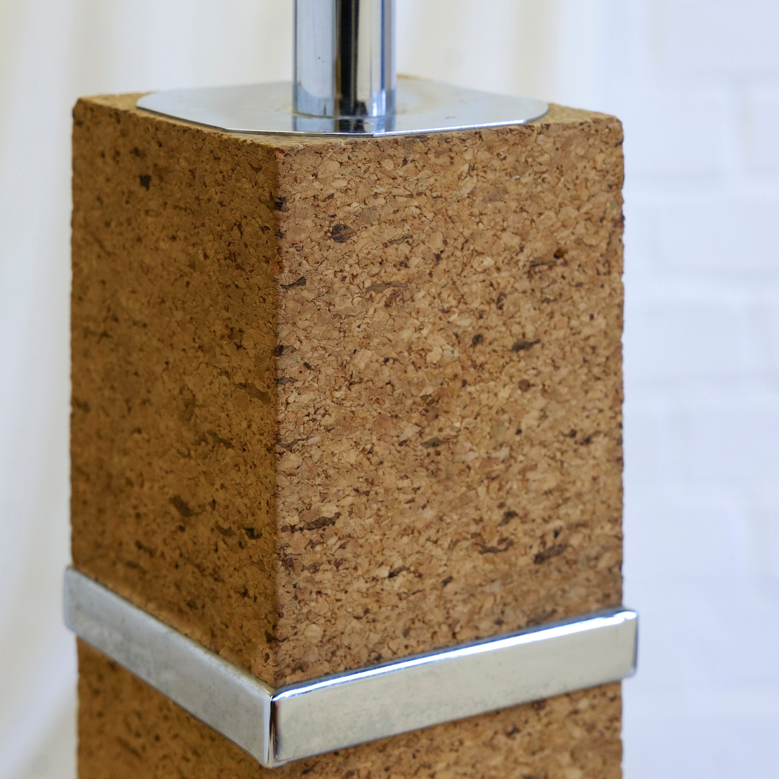 Vintage Cork and Chrome Table Lamp