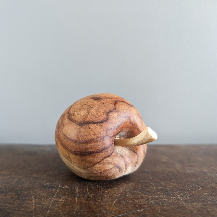 Olive Wood Apple Sculpture