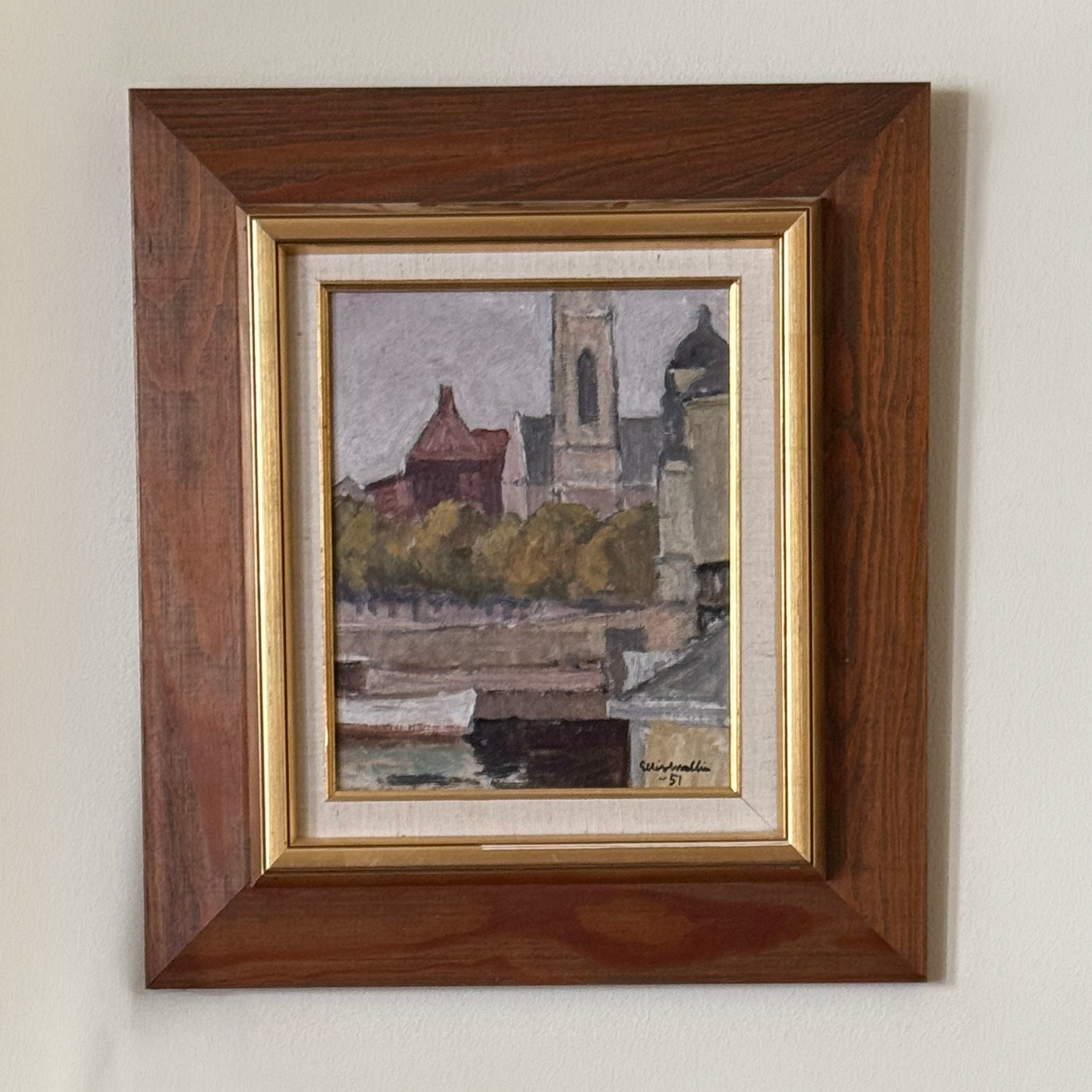 Church On The River Oil Painting