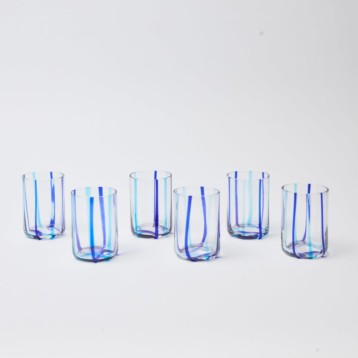 Blue Striped Tumblers (Set of 6)