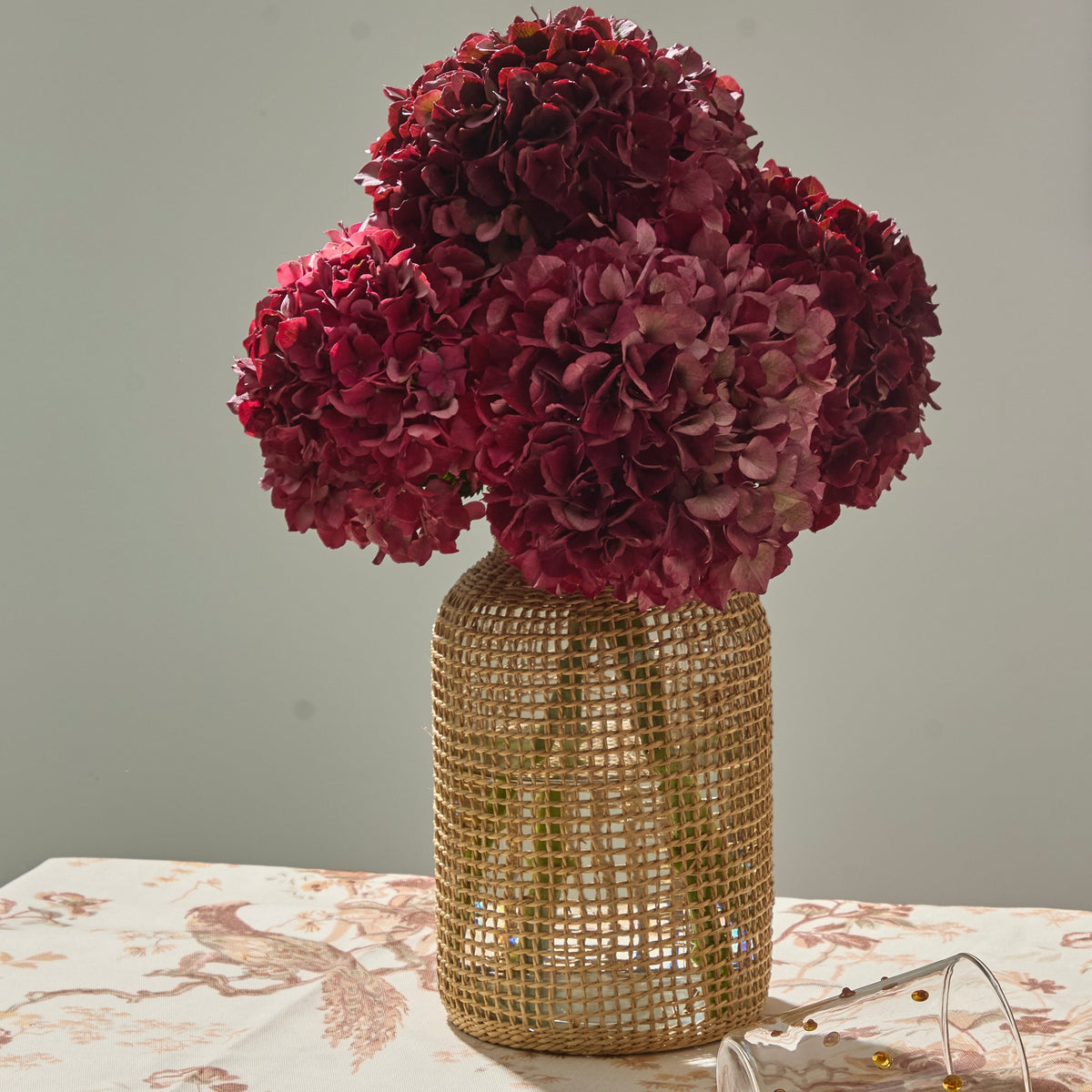 Large Rattan Glass Vase