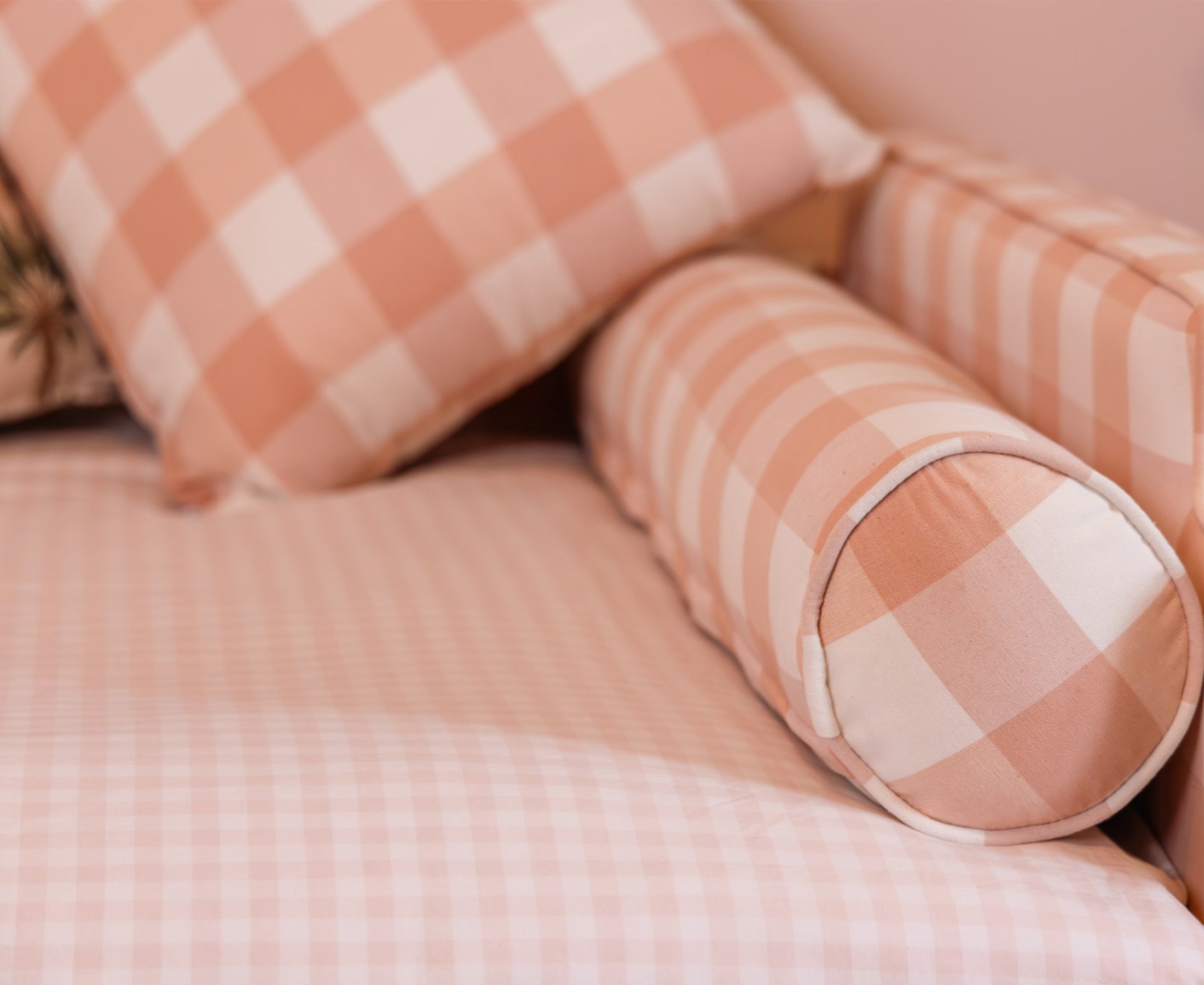 The Posie Upholstered Pink Gingham Children's Bed