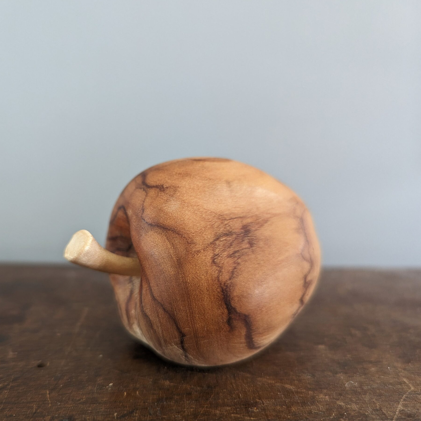 Olive Wood Apple Sculpture