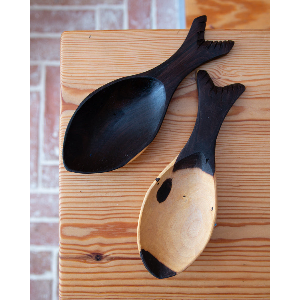 African Blackwood Fish Shaped Salad Servers