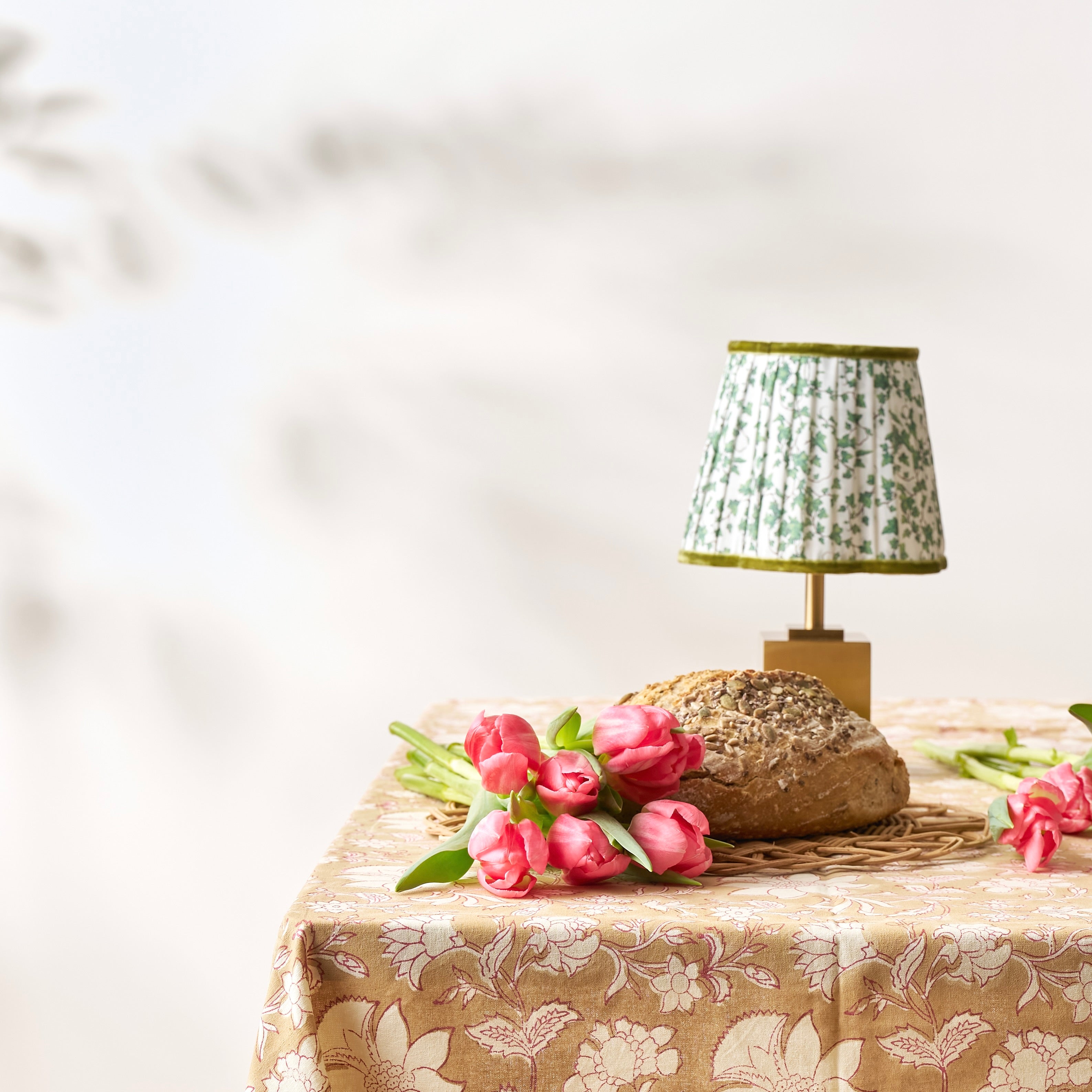 Stephanie Table Lamp with Green Ivy Lampshade