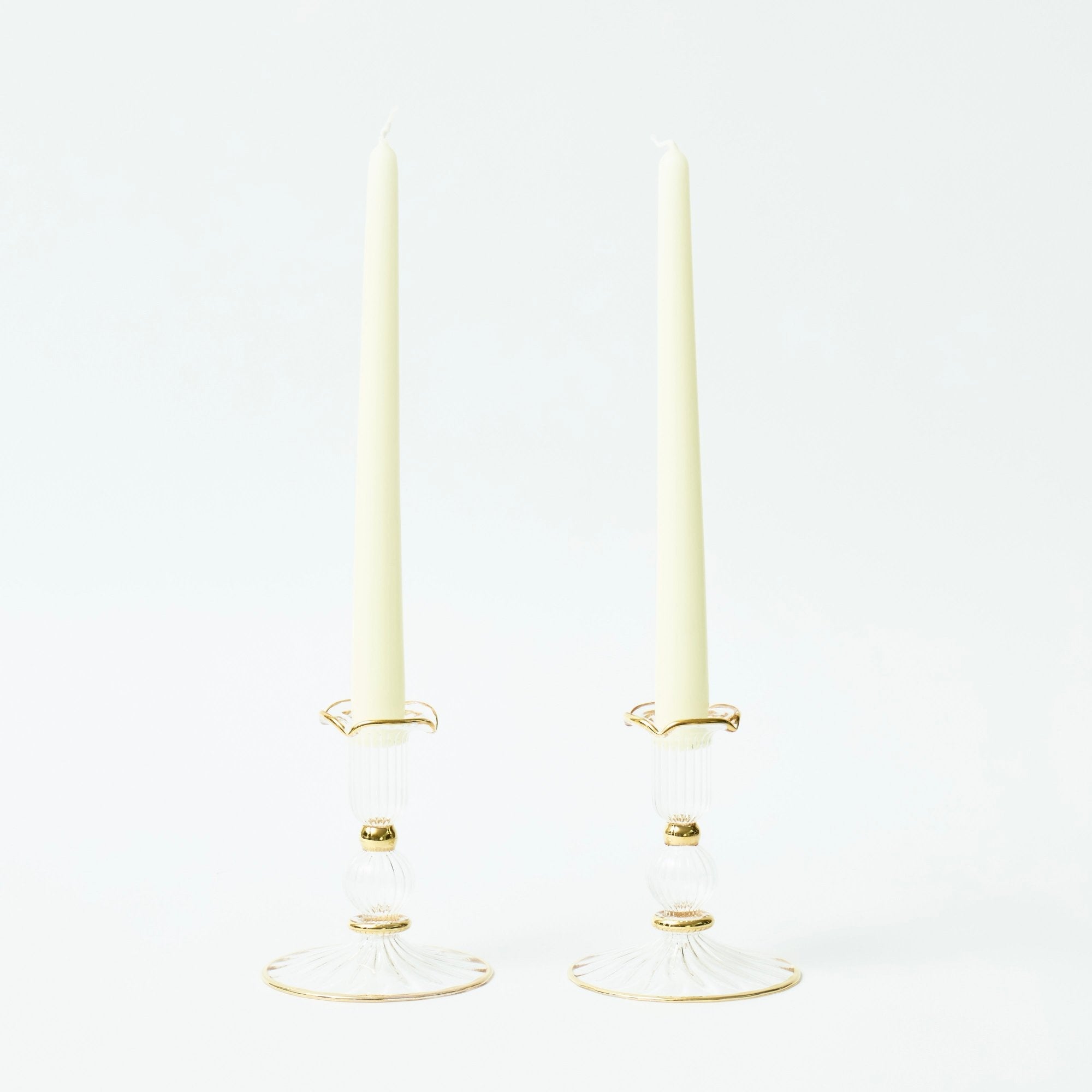 Gold rimmed Savannah Candleholders (Set of 2)