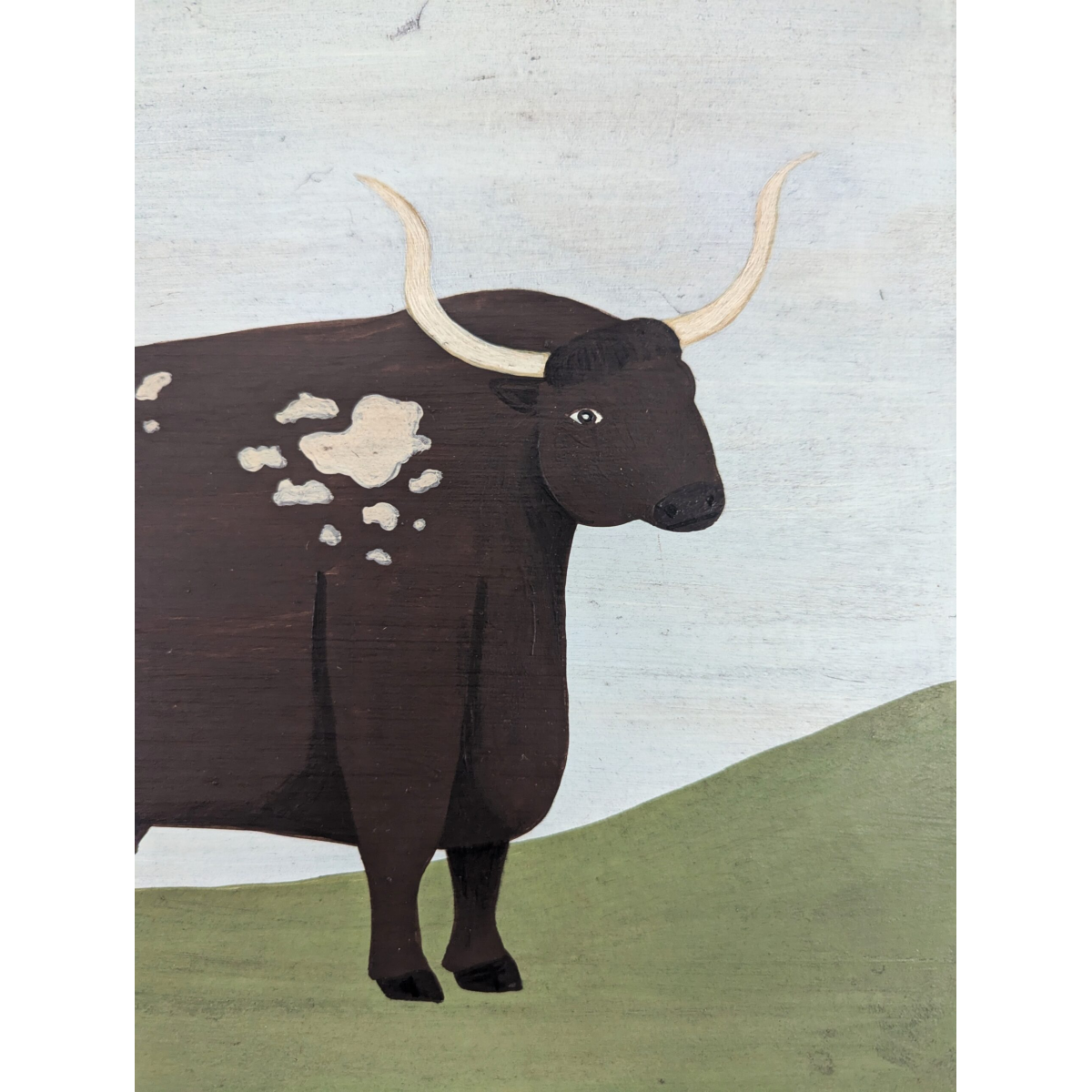 Old English Longhorn Oil Painting