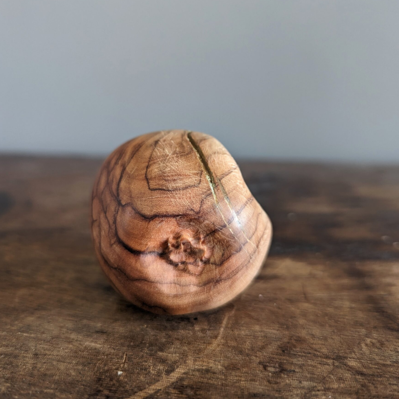 Olive Wood Apple Sculpture