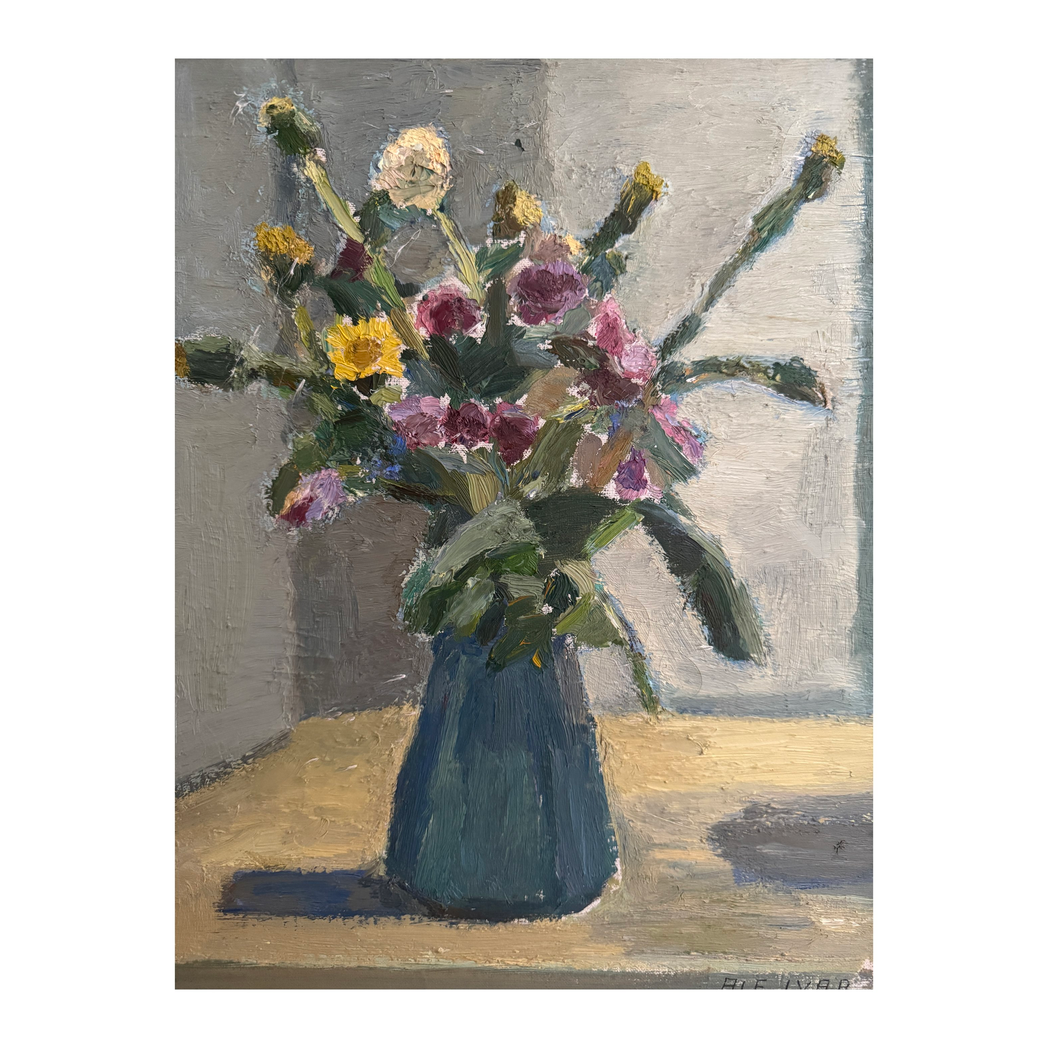 FLOWERS IN BLUE VASE