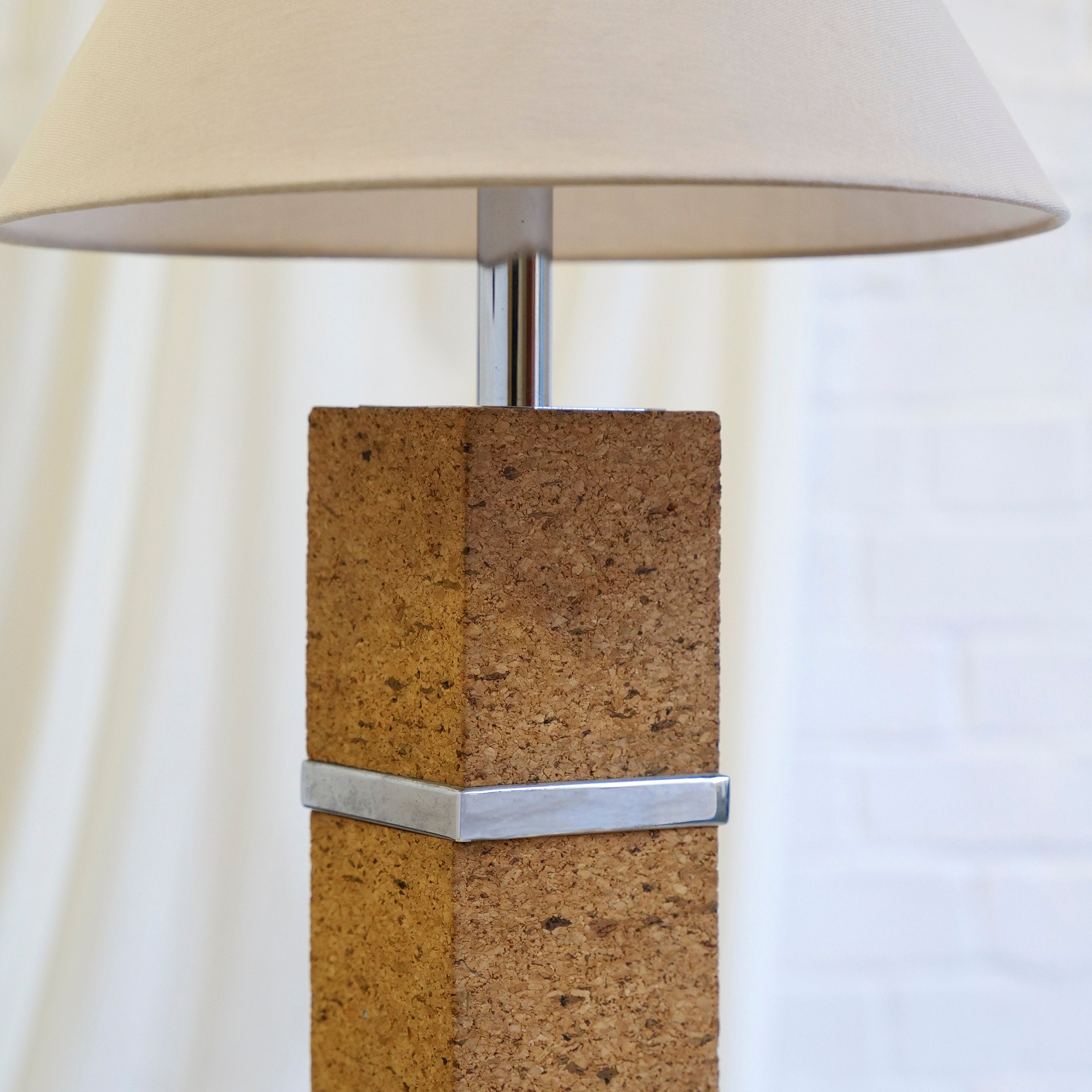 Vintage Cork and Chrome Table Lamp