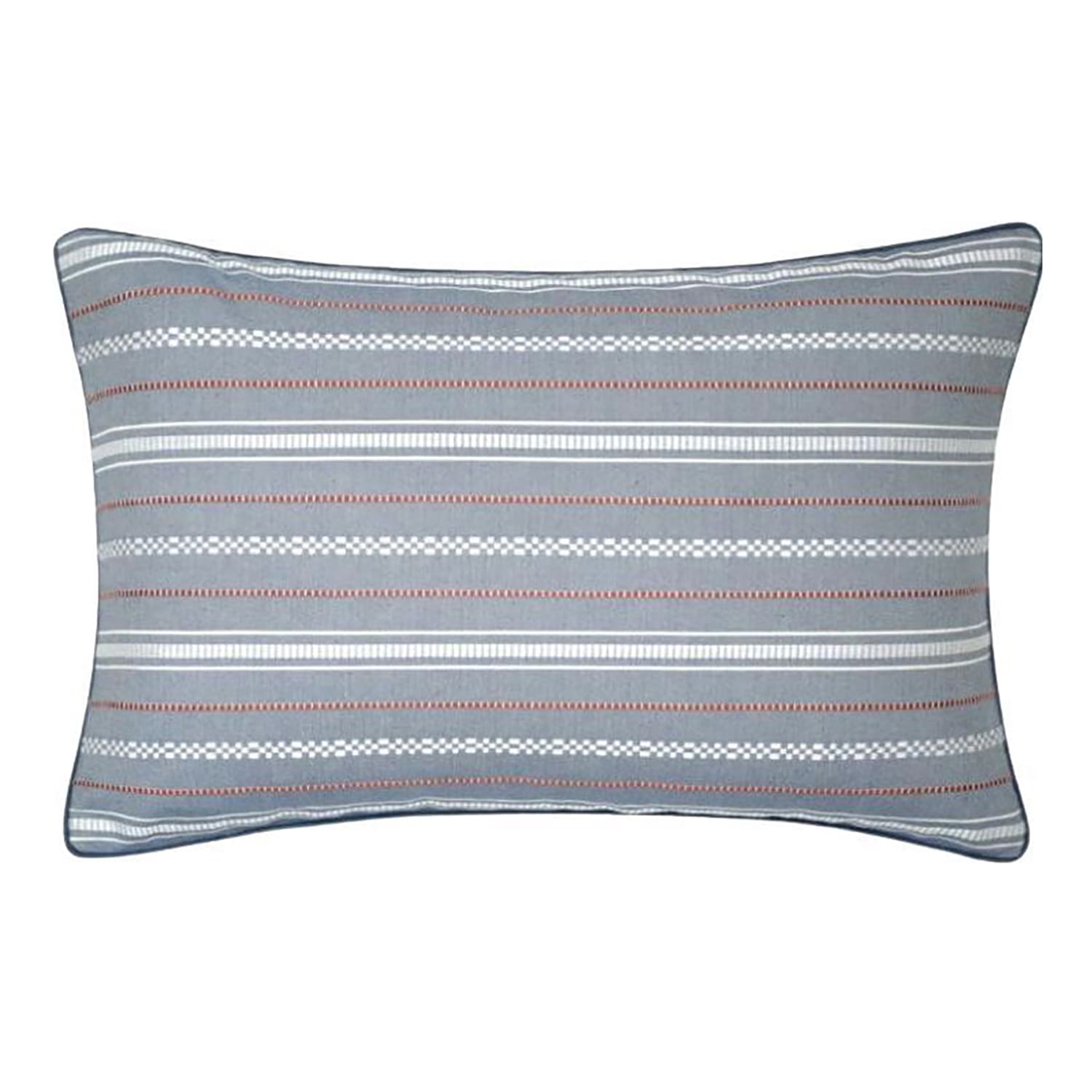 Rectangular Woven Stripe Cushion - Blue