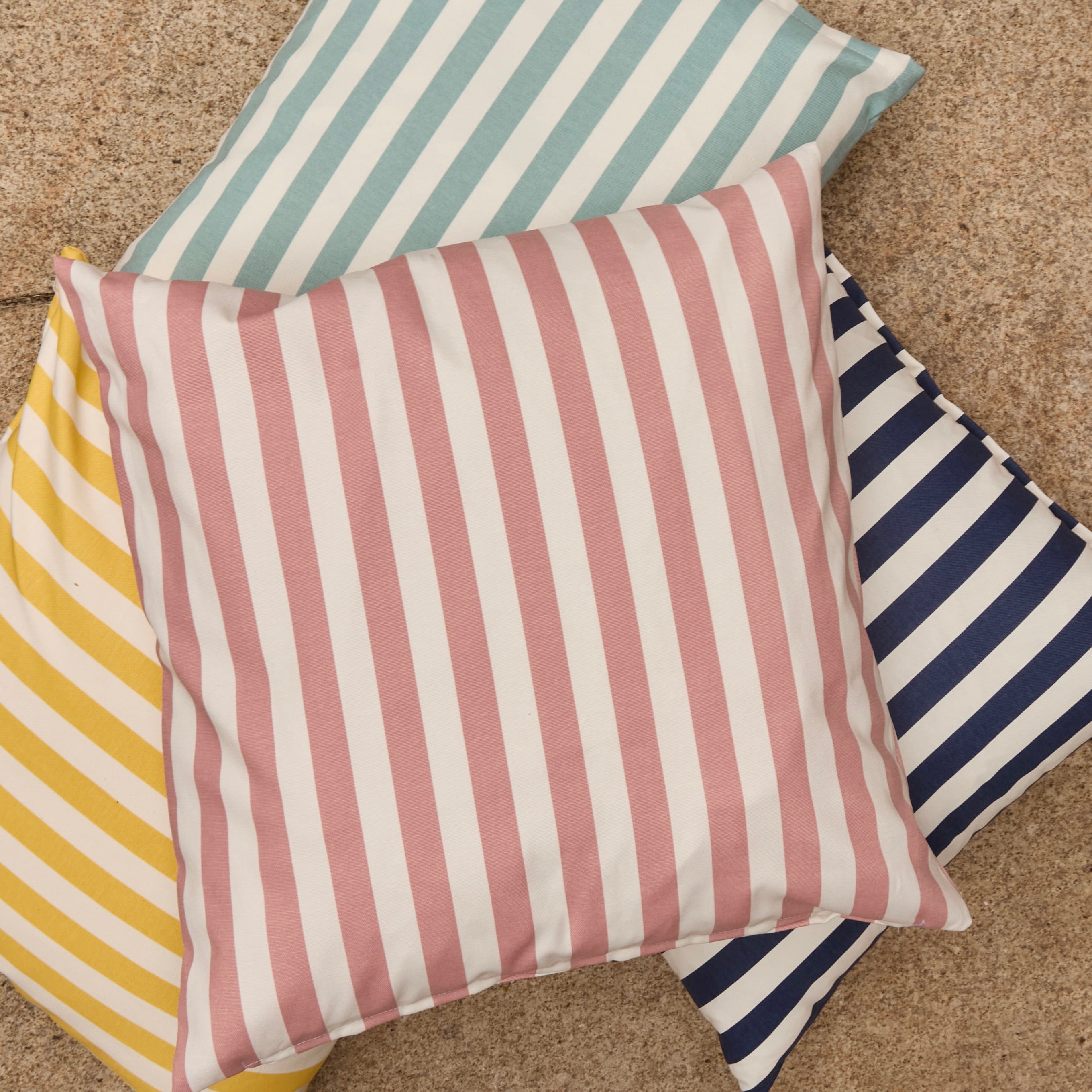 Dark Blue Striped Outdoor Cushion