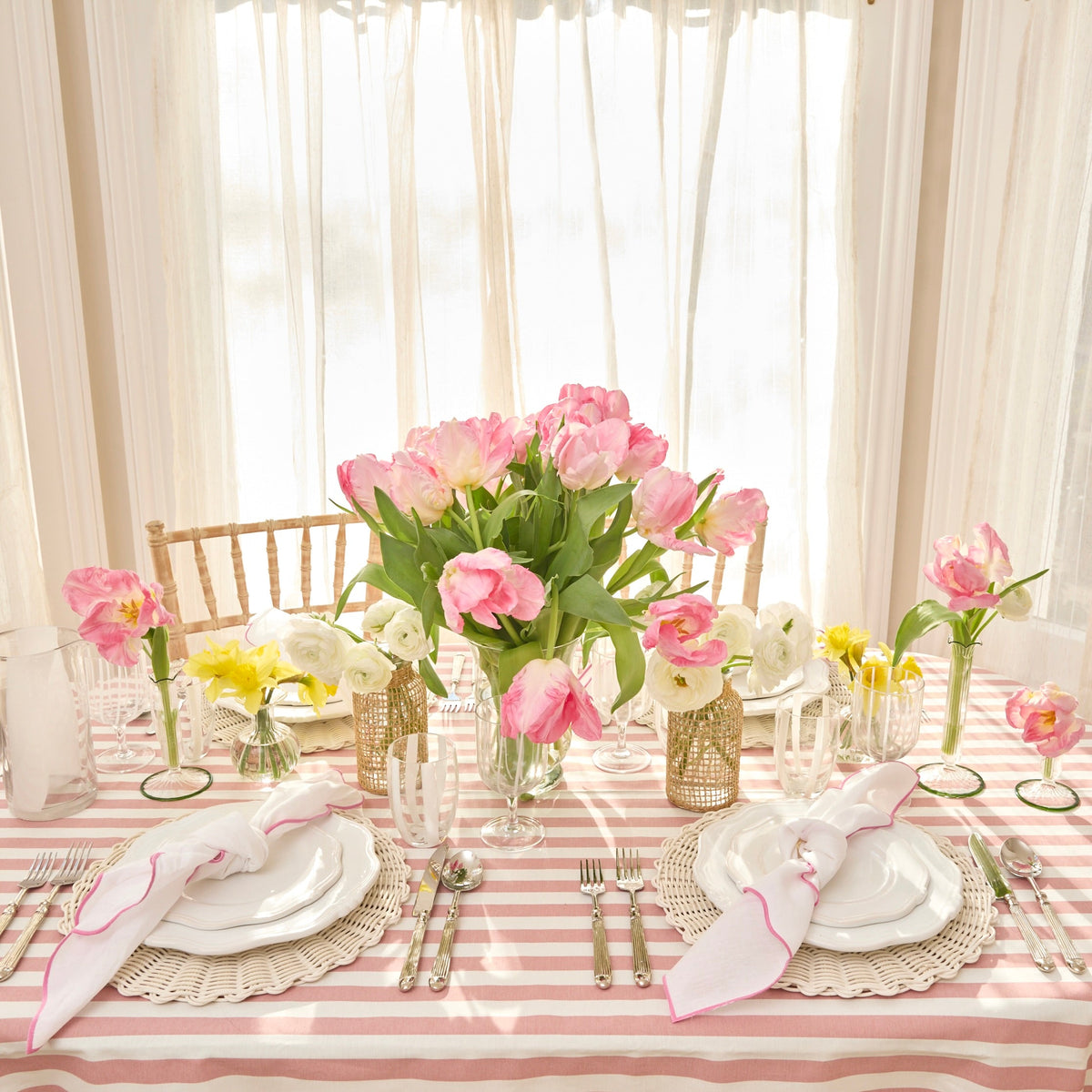 Pink stripe Tablecloth