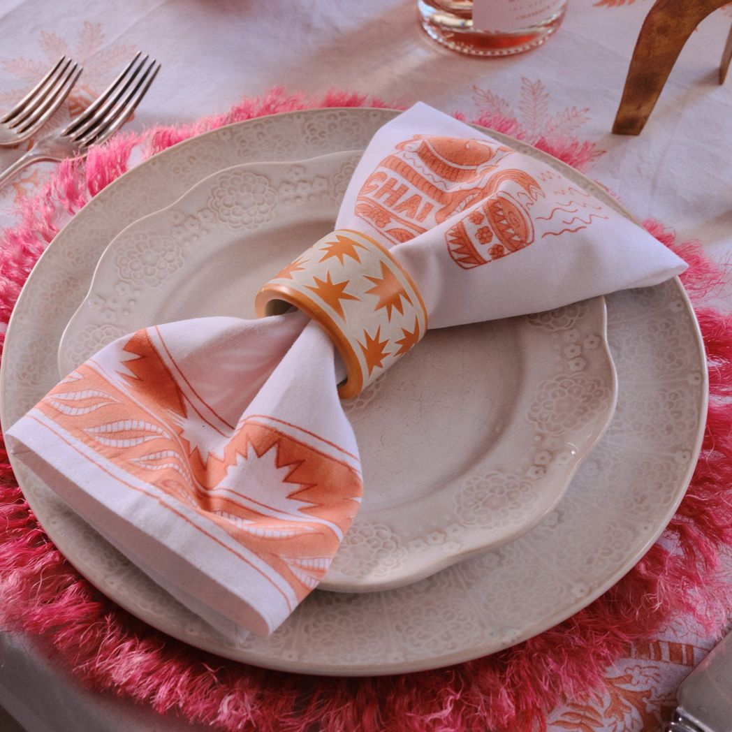 Hand Carved Soapstone Napkin Ring 'Orange Sun'