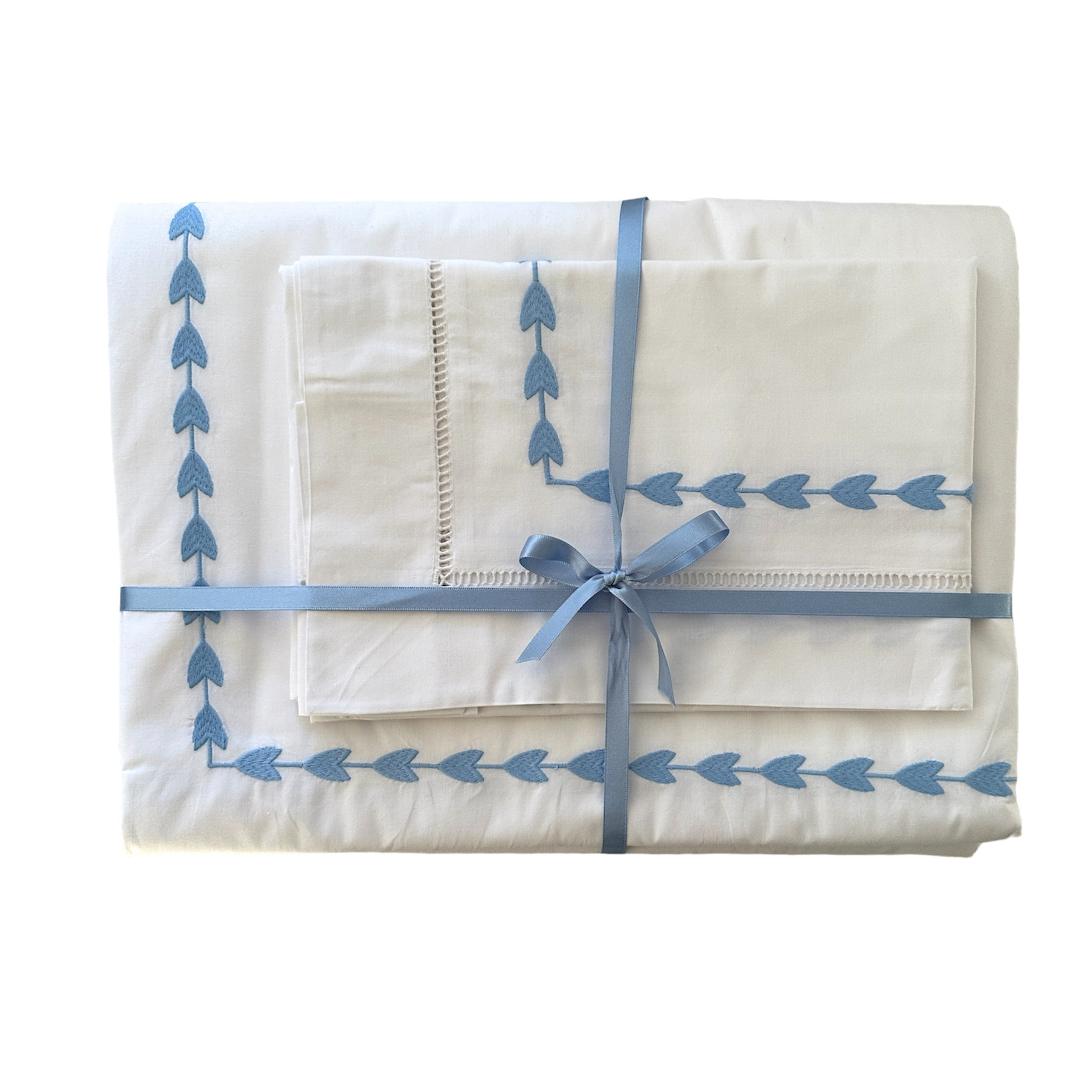 Blue Leaf Border Duvet Cover
