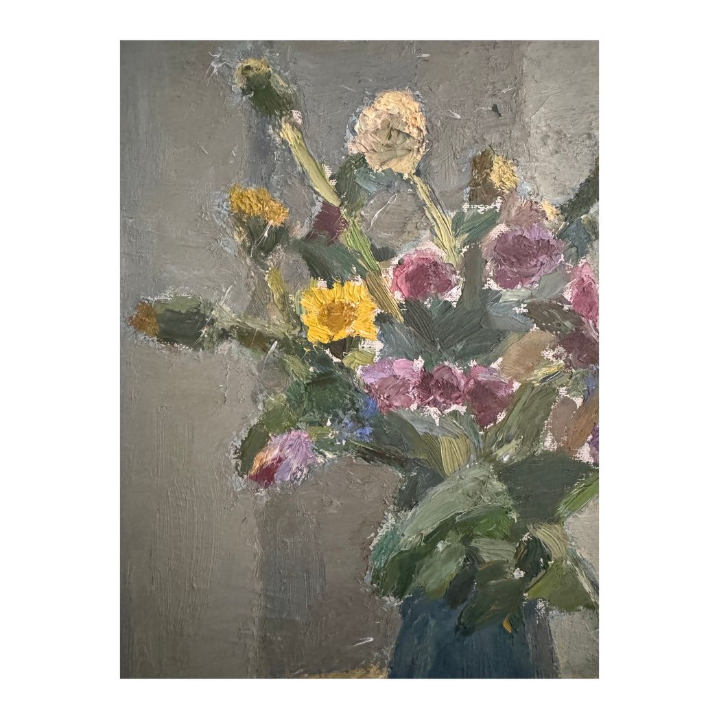 FLOWERS IN BLUE VASE