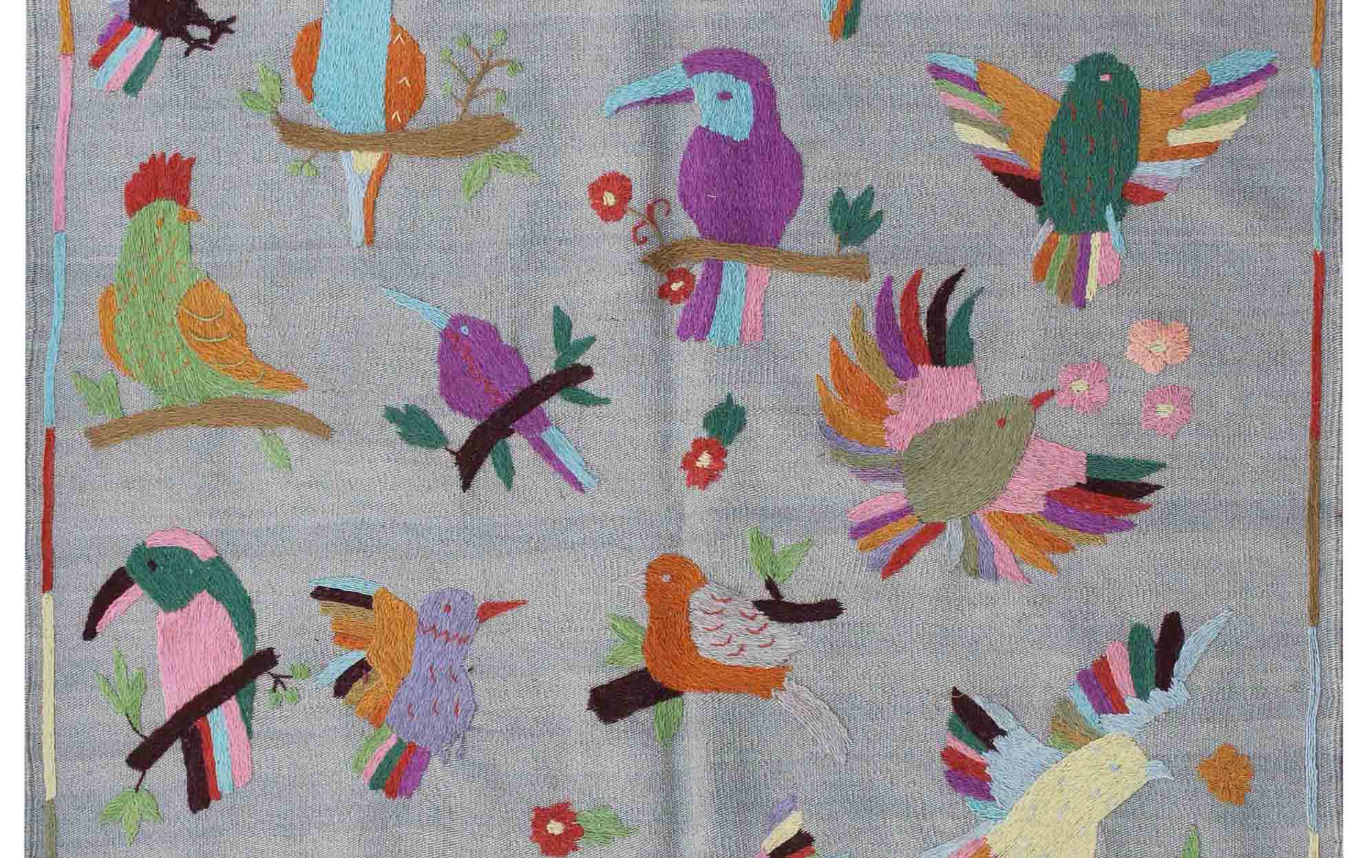 Unique Bird Suzani Kilim Rug