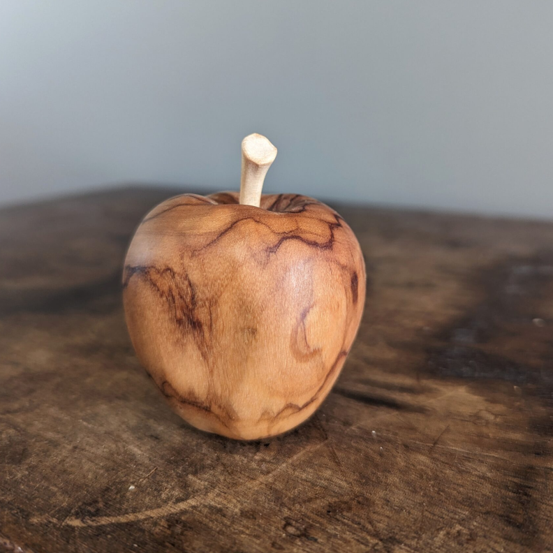 Olive Wood Apple Sculpture