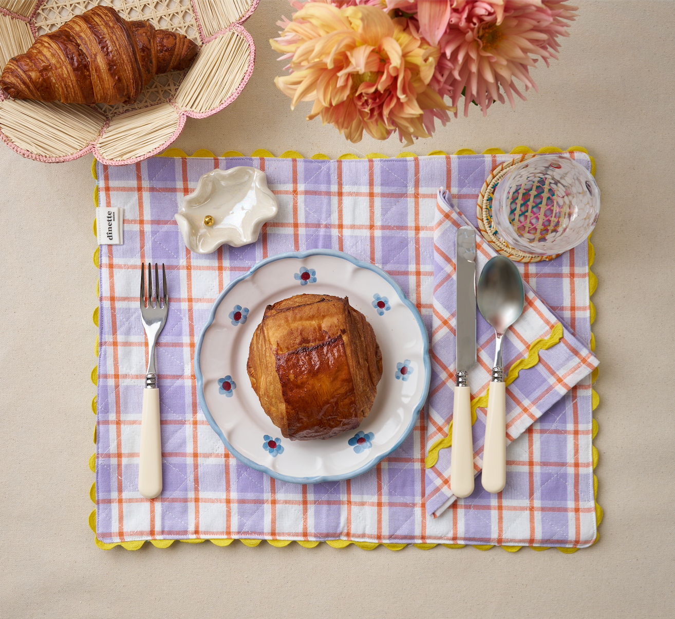 Purple and Yellow Napkins, Set of Two