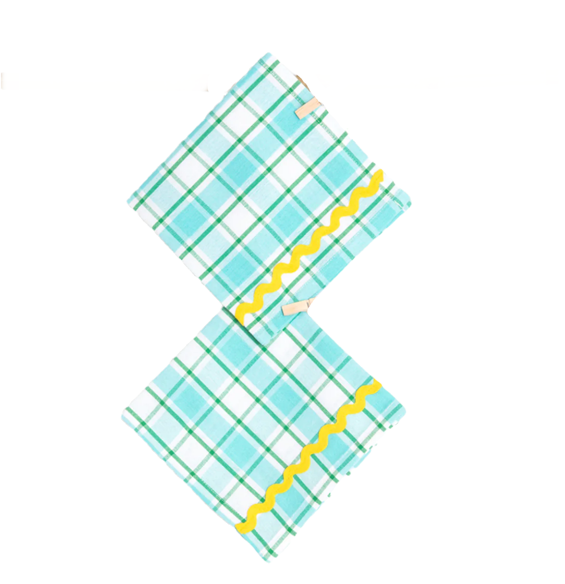 Yellow and Aqua Napkins, Set of Two