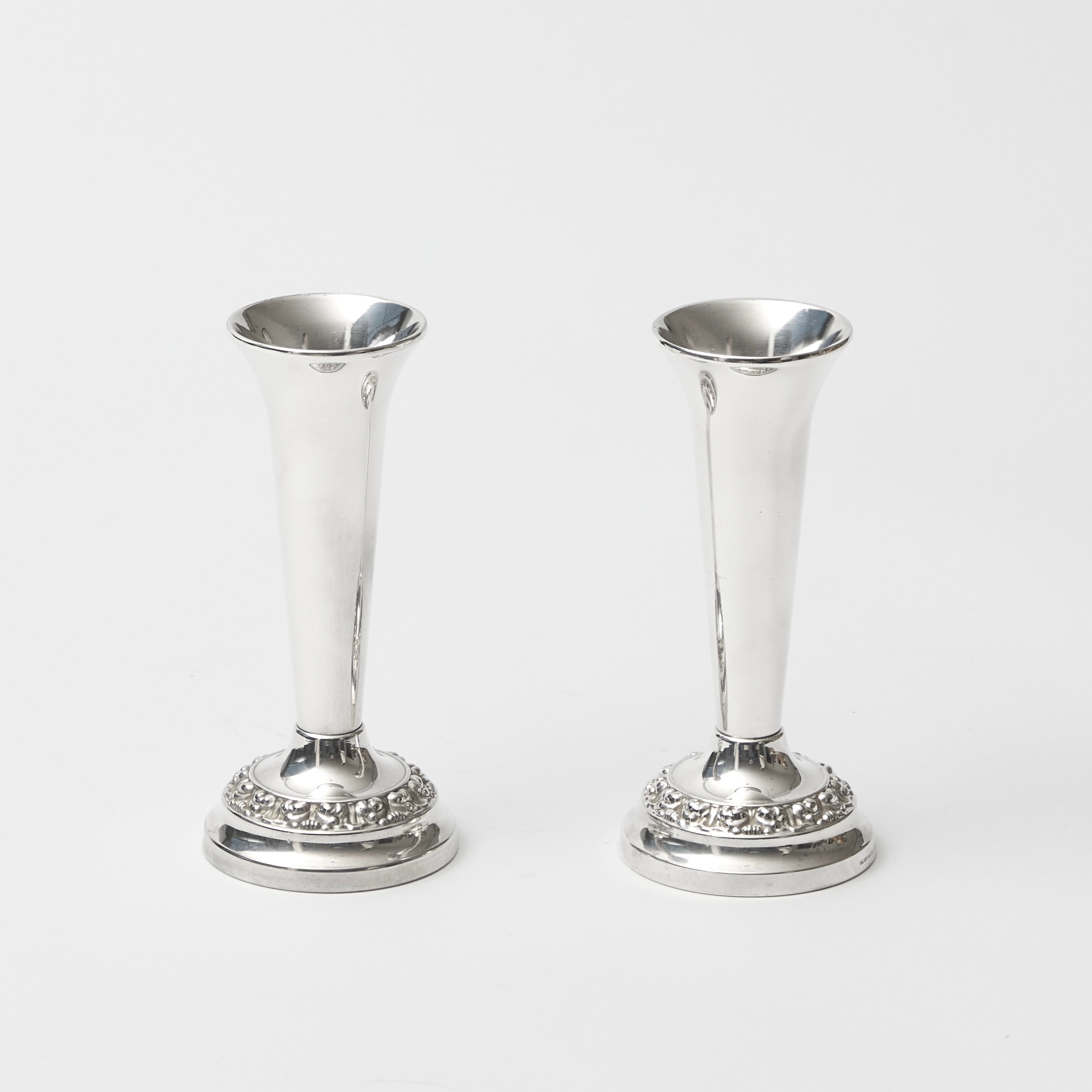 Pair of silver-plate bud vases