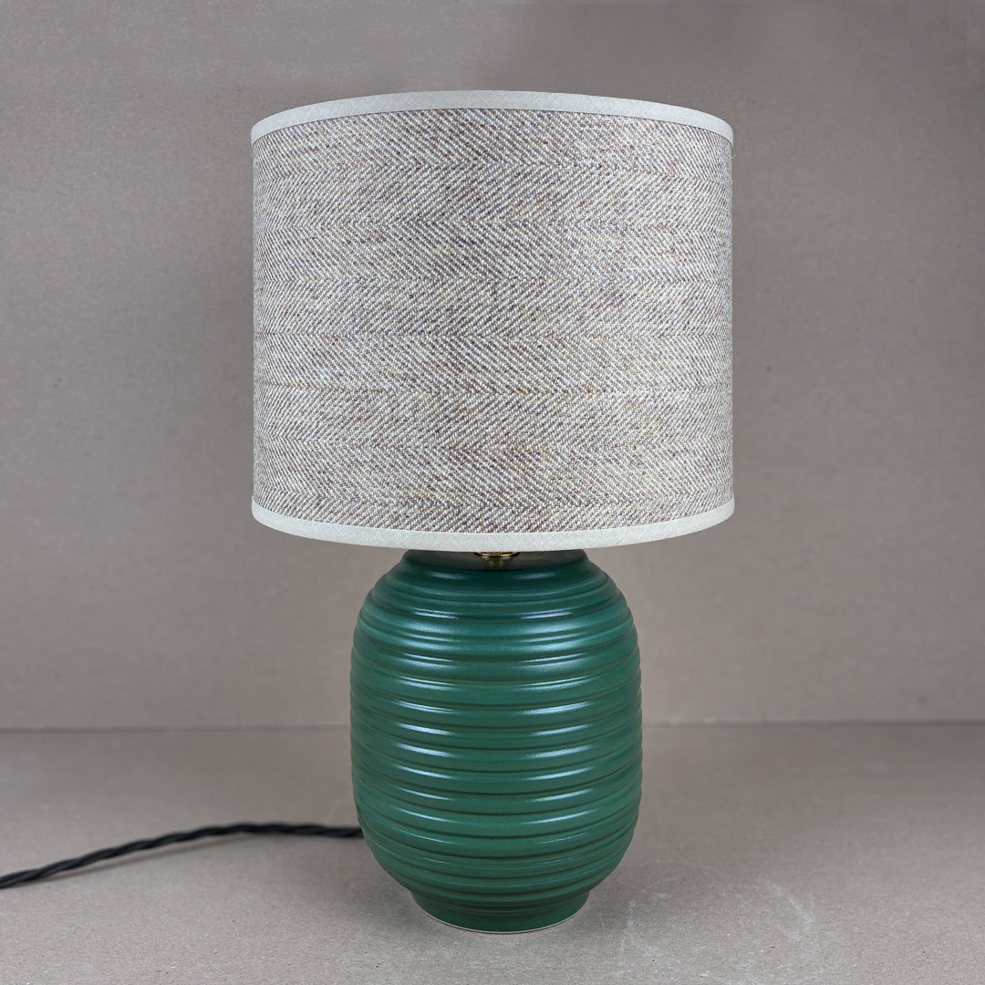 Green Ridged Small Table Lamp