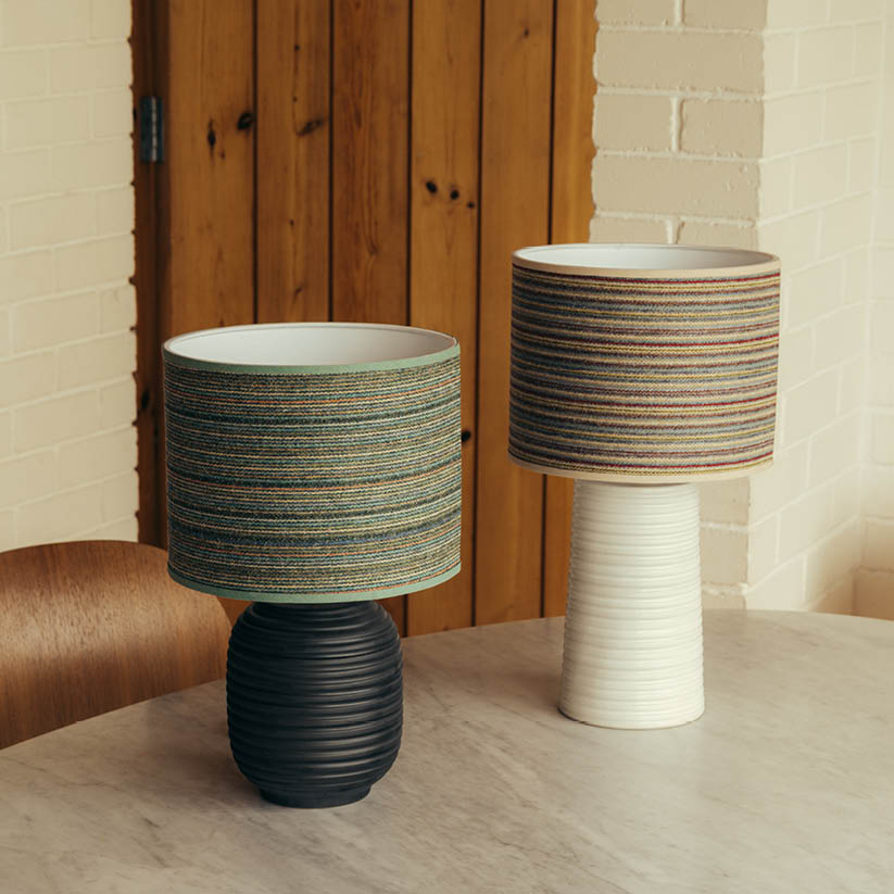 Black Ridged Small Table Lamp