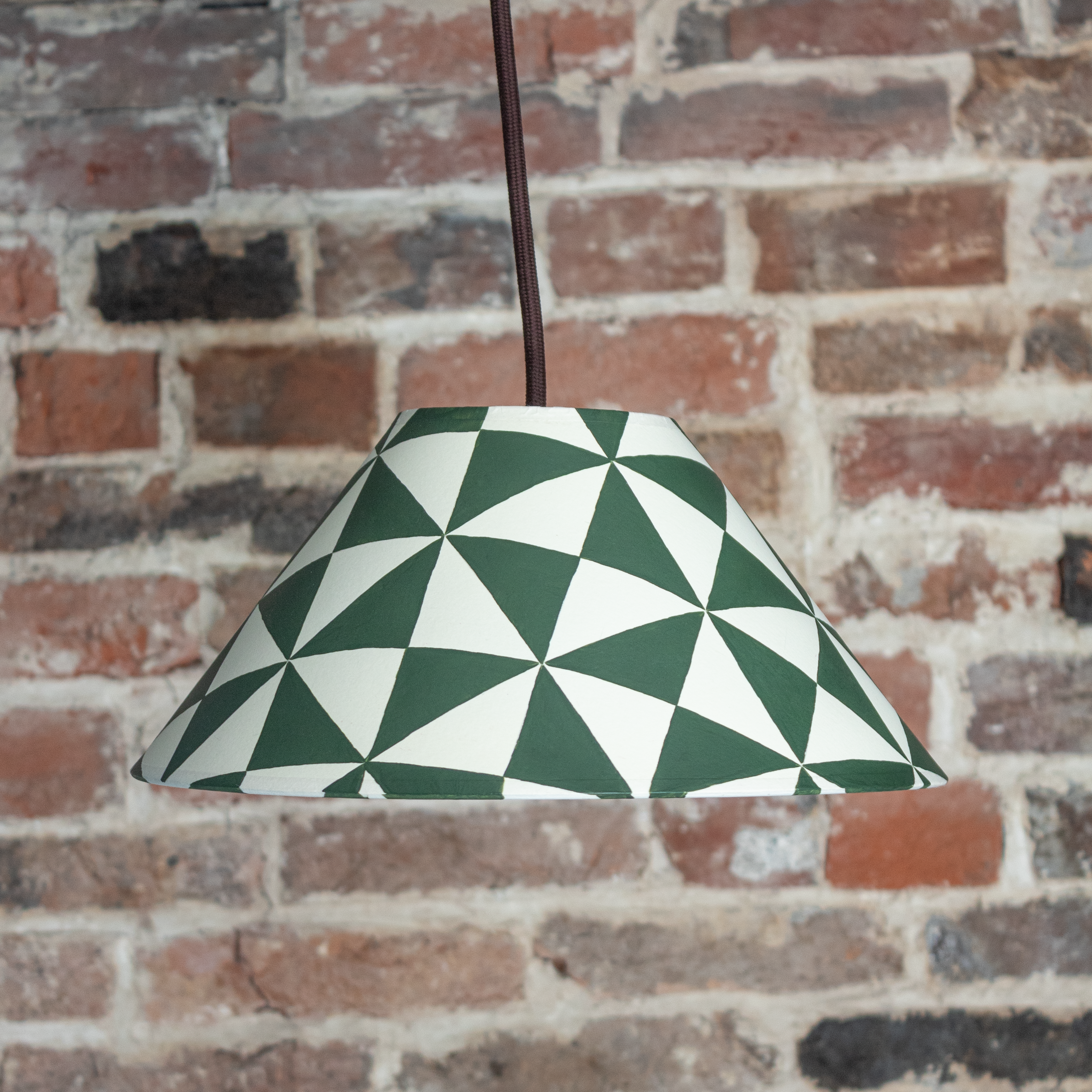 Geometric Handpainted Pendant | Dark Green