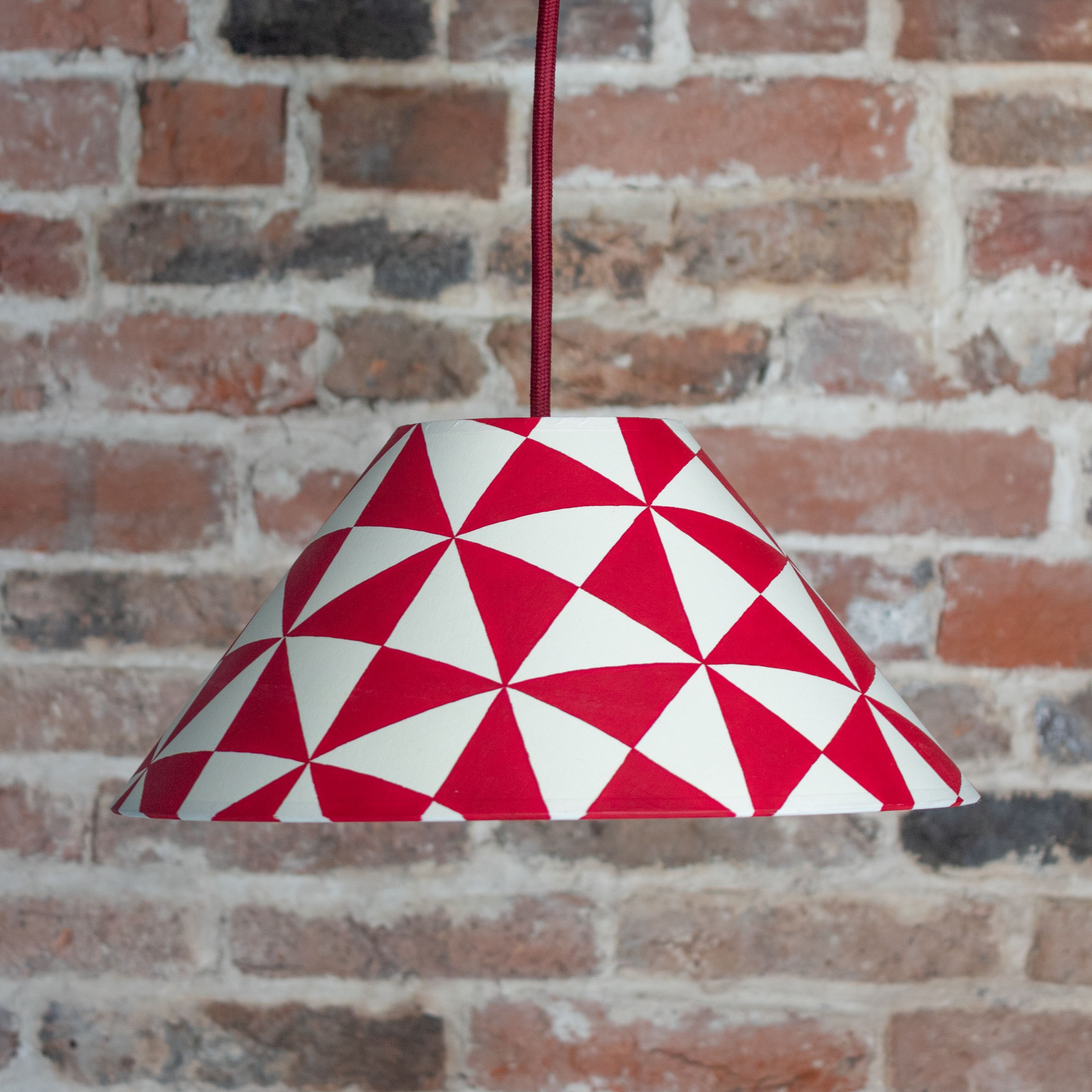 Geometric Handpainted Pendant | Red