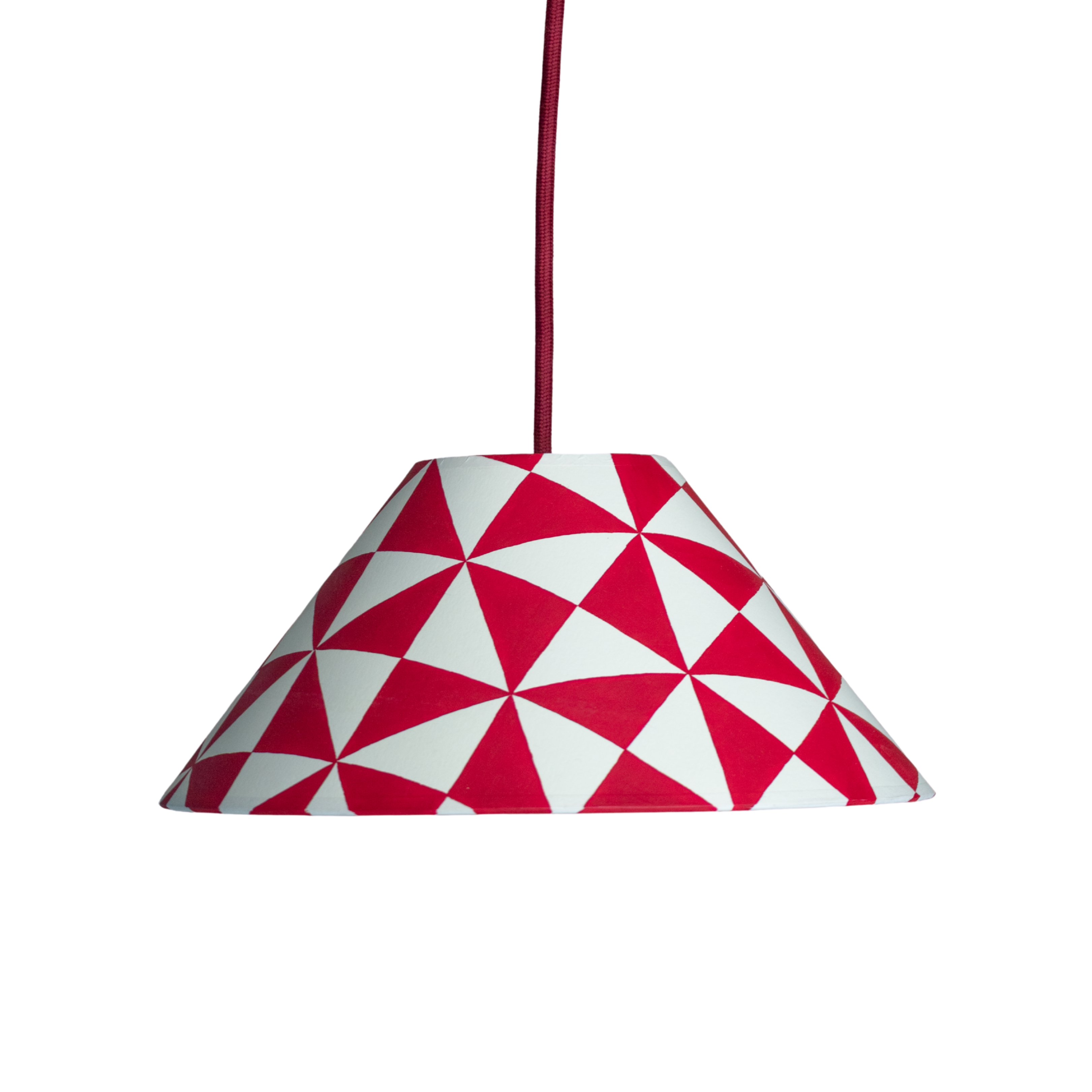 Geometric Handpainted Pendant | Red