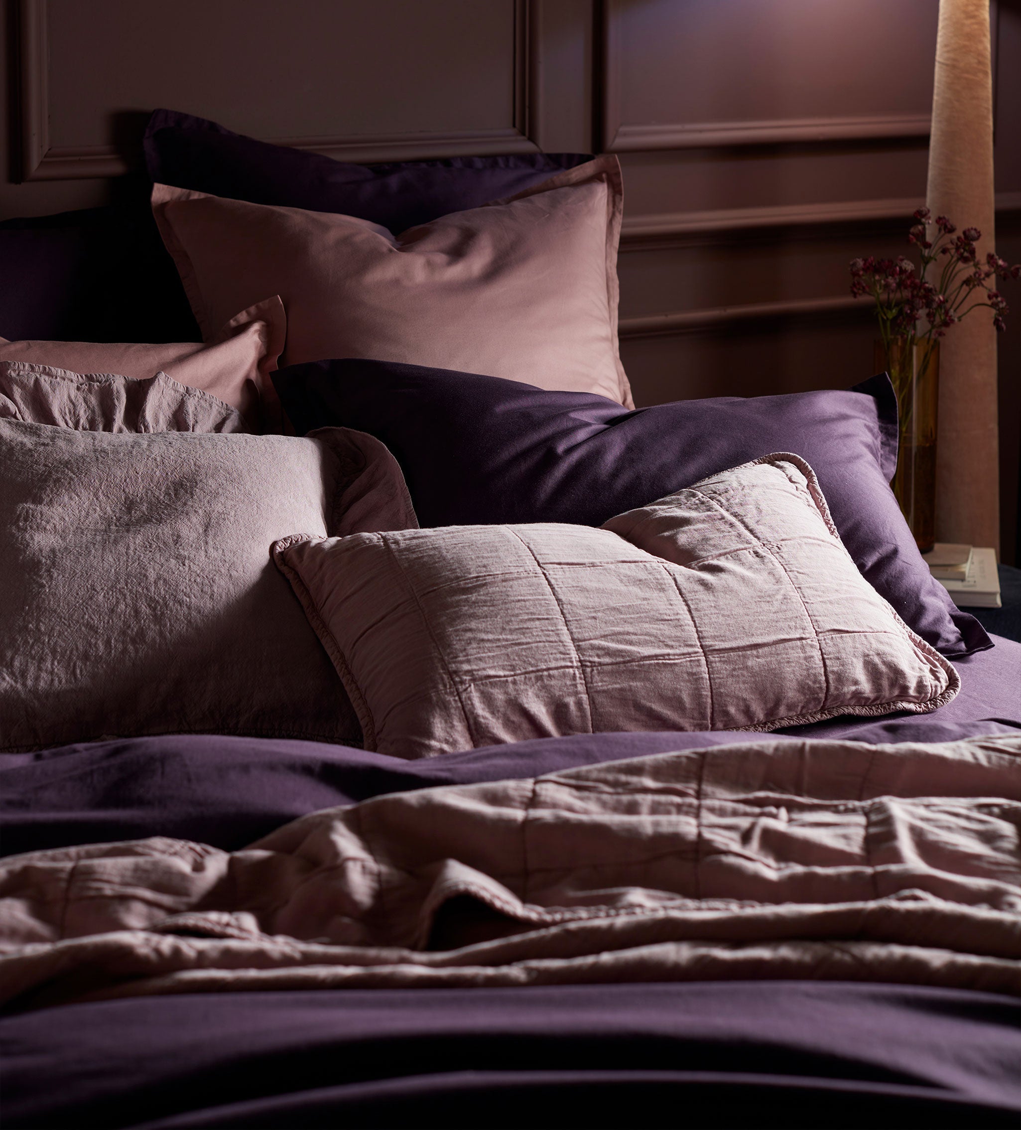 Finn 100% Cotton Quilted Throw | Vintage Rose